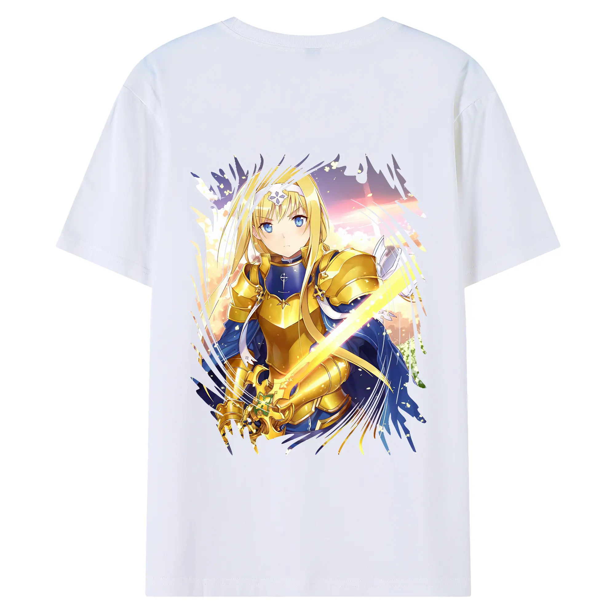 ソードアートオンライン グッズ アリス・ツーベルク - 綿100％ 半袖Tシャツ ・ バックプリント ・ 快適 通気性 ・ 日常使い 散歩 スポーツ用