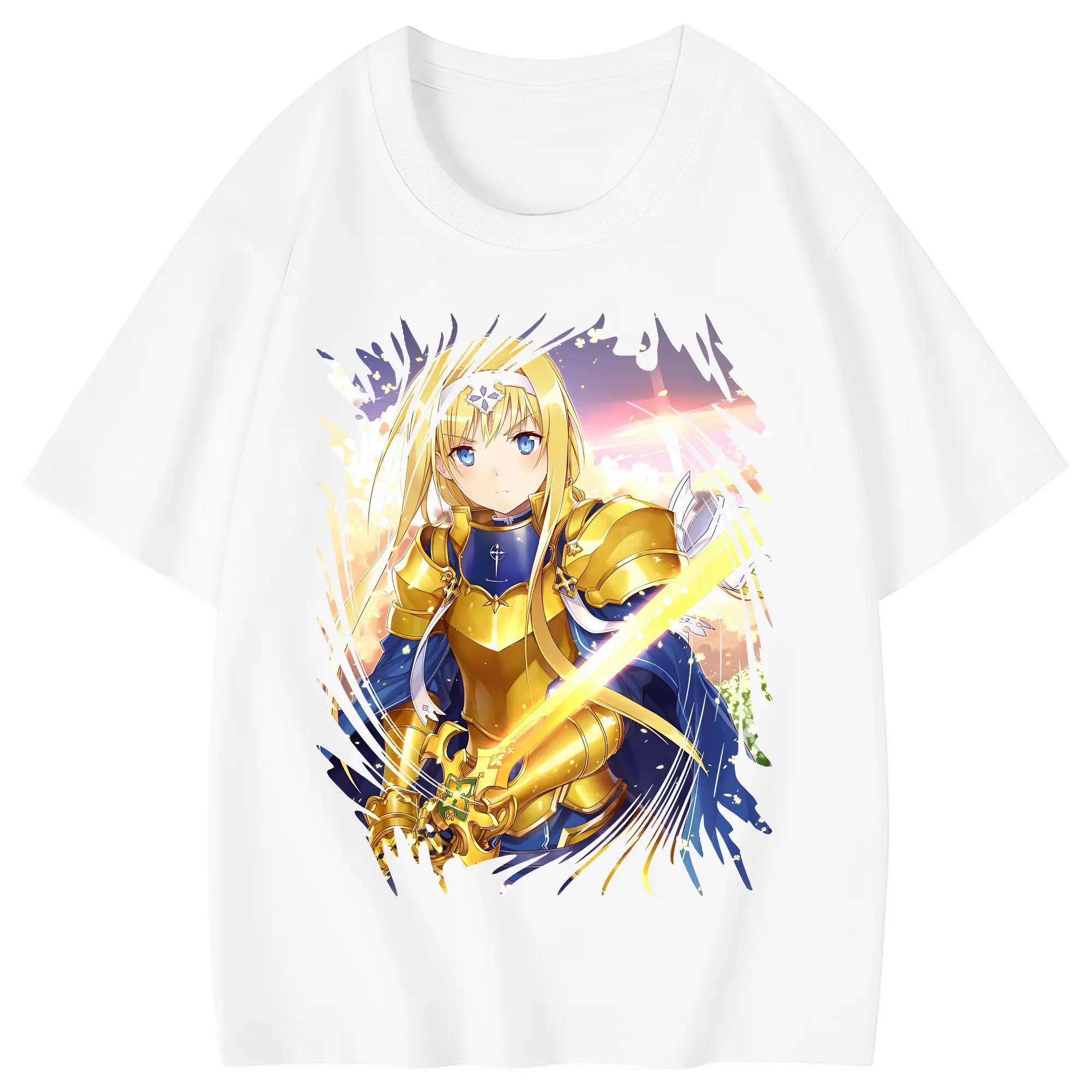 ソードアートオンライン グッズ アリス・ツーベルク - 綿100％ キッズTシャツ ・ フロントプリント ・ 快適 通気性 ・ スポーツ カジュアル 散歩用