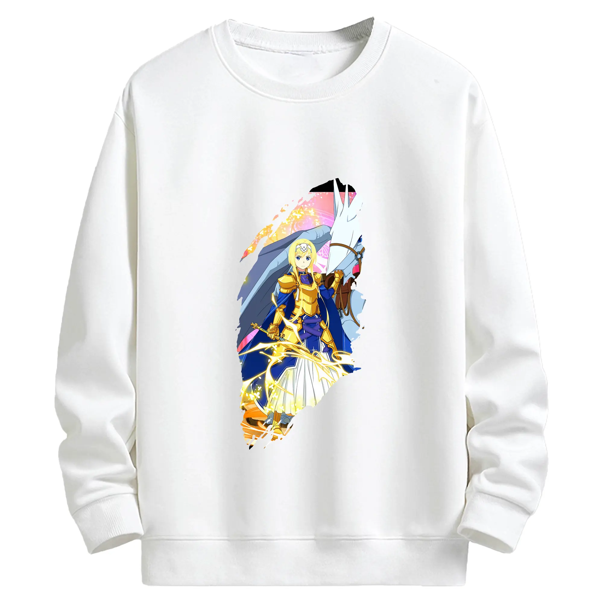 ソードアートオンライン グッズ アリス・ツーベルク - キッズ クルーネックスウェットシャツ ・ フロントプリント ・ 綿80％ ポリエステル20％ ・ 快適 通学 スポーツ 日常使い お散歩用
