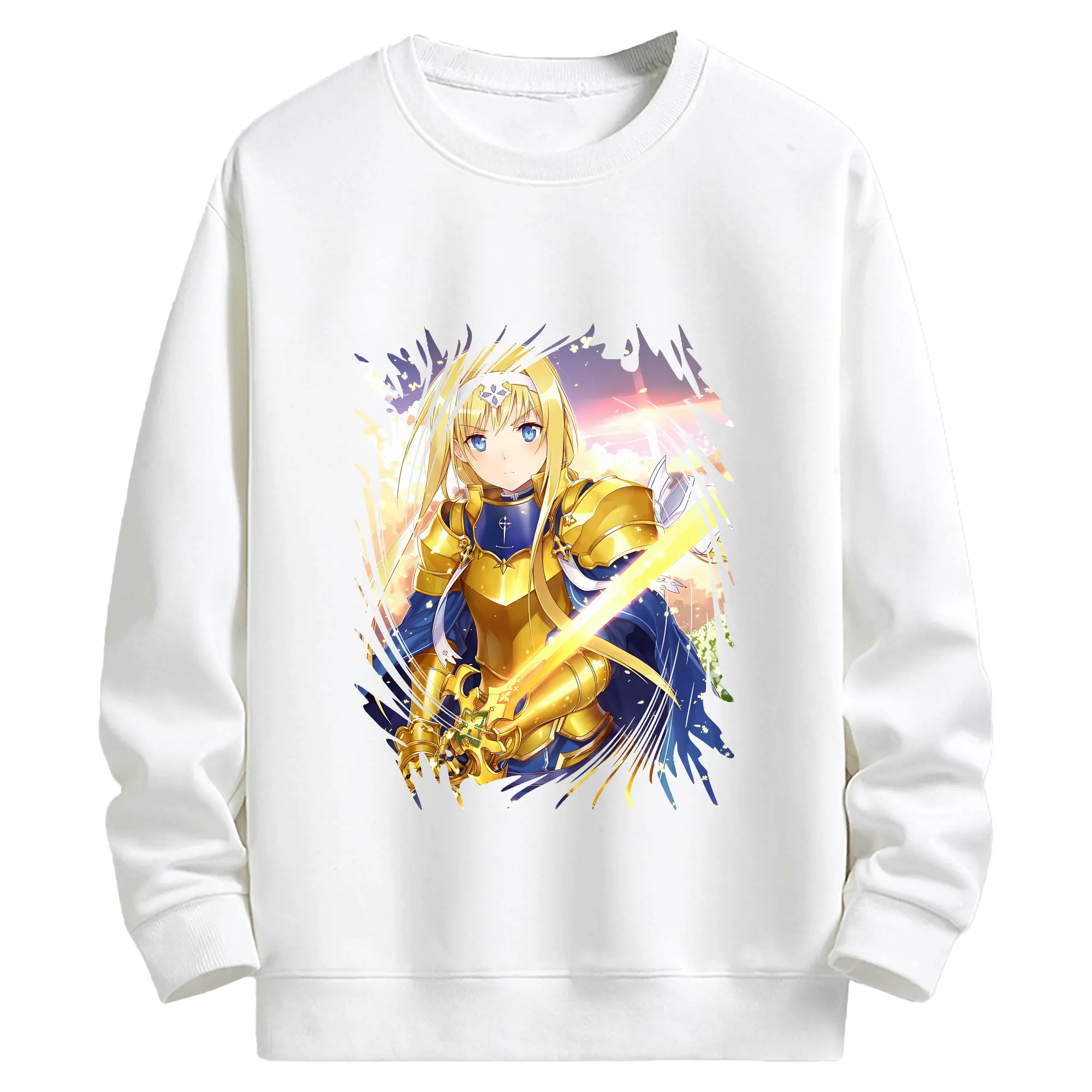 ソードアートオンライン グッズ アリス・ツーベルク - キッズ クルーネックスウェットシャツ ・ フロントプリント ・ 綿80％ ポリエステル20％ ・ 快適 通学 スポーツ 日常使い お散歩用