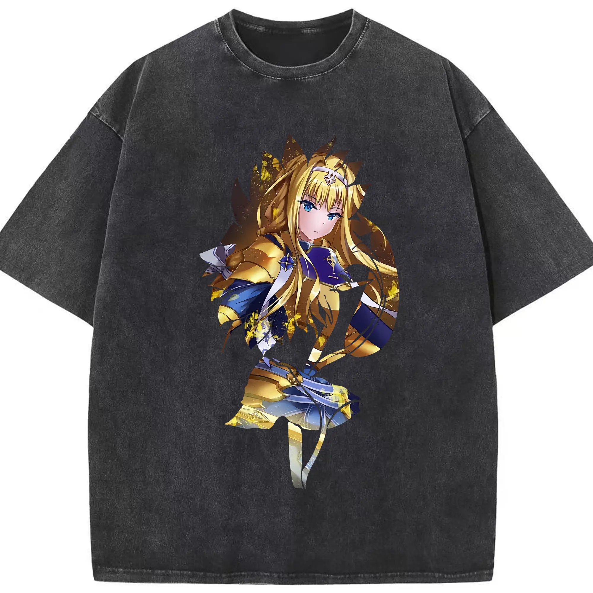 ソードアートオンライン グッズ アリス・ツーベルク - 綿100％ ヴィンテージ風 半袖Tシャツ ・ フロントプリント ・ 柔らか肌触り ・ 通気性 快適 ・ スポーツ カジュアル 外出用