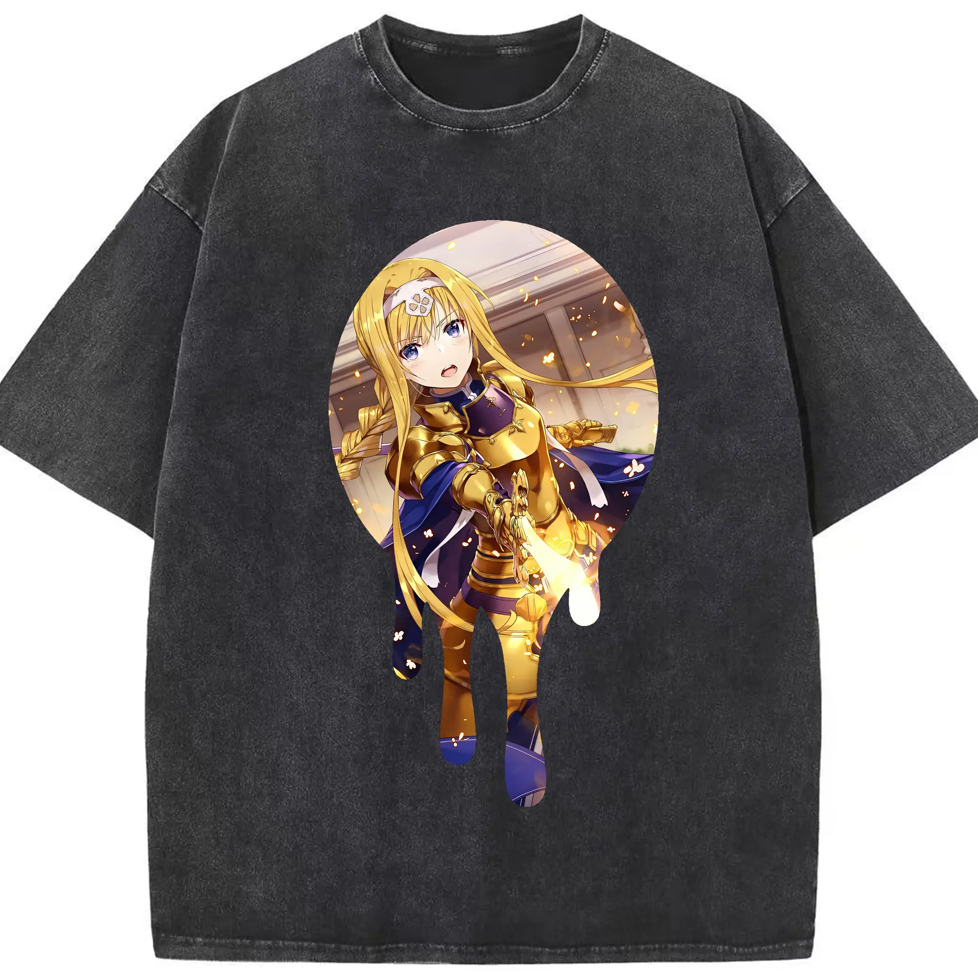 ソードアートオンライン グッズ アリス・ツーベルク - 綿100％ ヴィンテージ風 半袖Tシャツ ・ フロントプリント ・ 柔らか肌触り ・ 通気性 快適 ・ スポーツ カジュアル 外出用