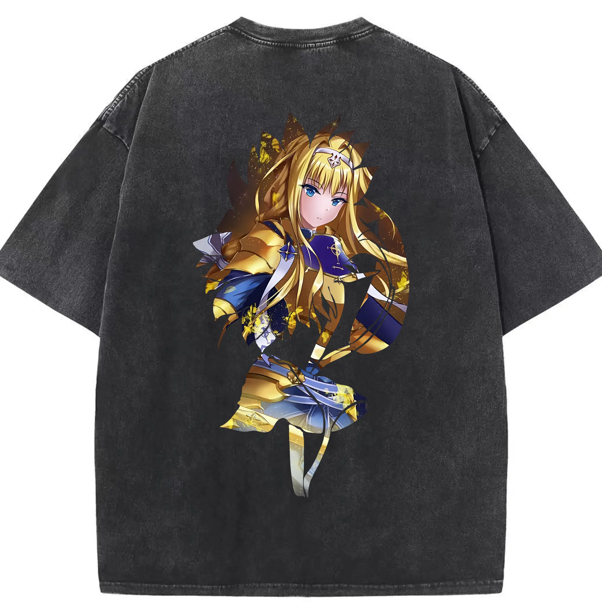 ソードアートオンライン グッズ アリス・ツーベルク - 綿100％ ヴィンテージ風 半袖Tシャツ ・ 背面プリント ・ 柔らか肌触り ・ 通気性 快適 ・ スポーツ カジュアル 外出用