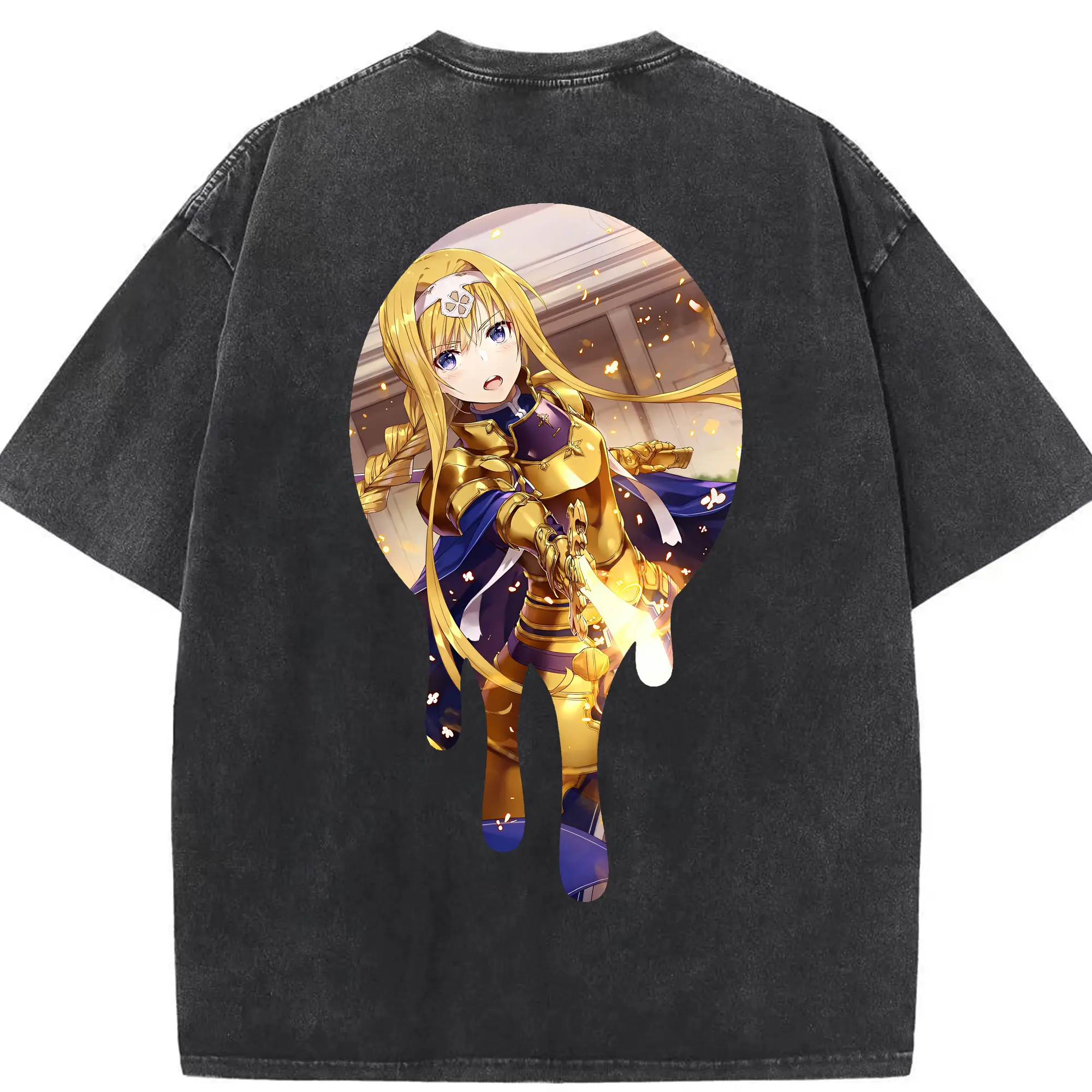 ソードアートオンライン グッズ アリス・ツーベルク - 綿100％ ヴィンテージ風 半袖Tシャツ ・ 背面プリント ・ 柔らか肌触り ・ 通気性 快適 ・ スポーツ カジュアル 外出用