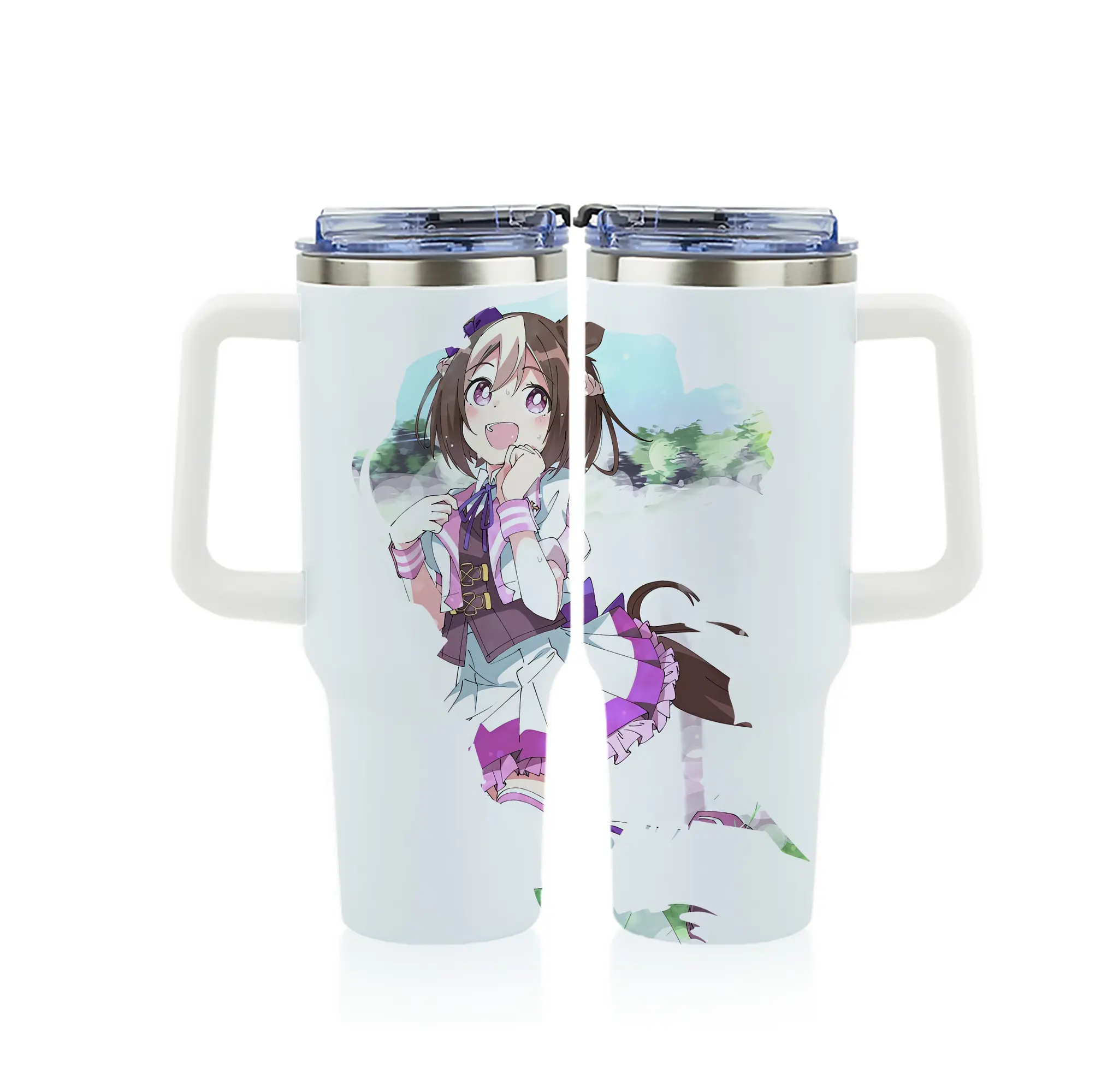 ウマ娘 プリティーダービー グッズ スペシャルウィーク - 1200mL フルプリント車用タンブラー ・ 304ステンレス 内側 ・ 201ステンレス 外側 ・ 保温 保冷 ・ 通勤 ドライブ アウトドア用