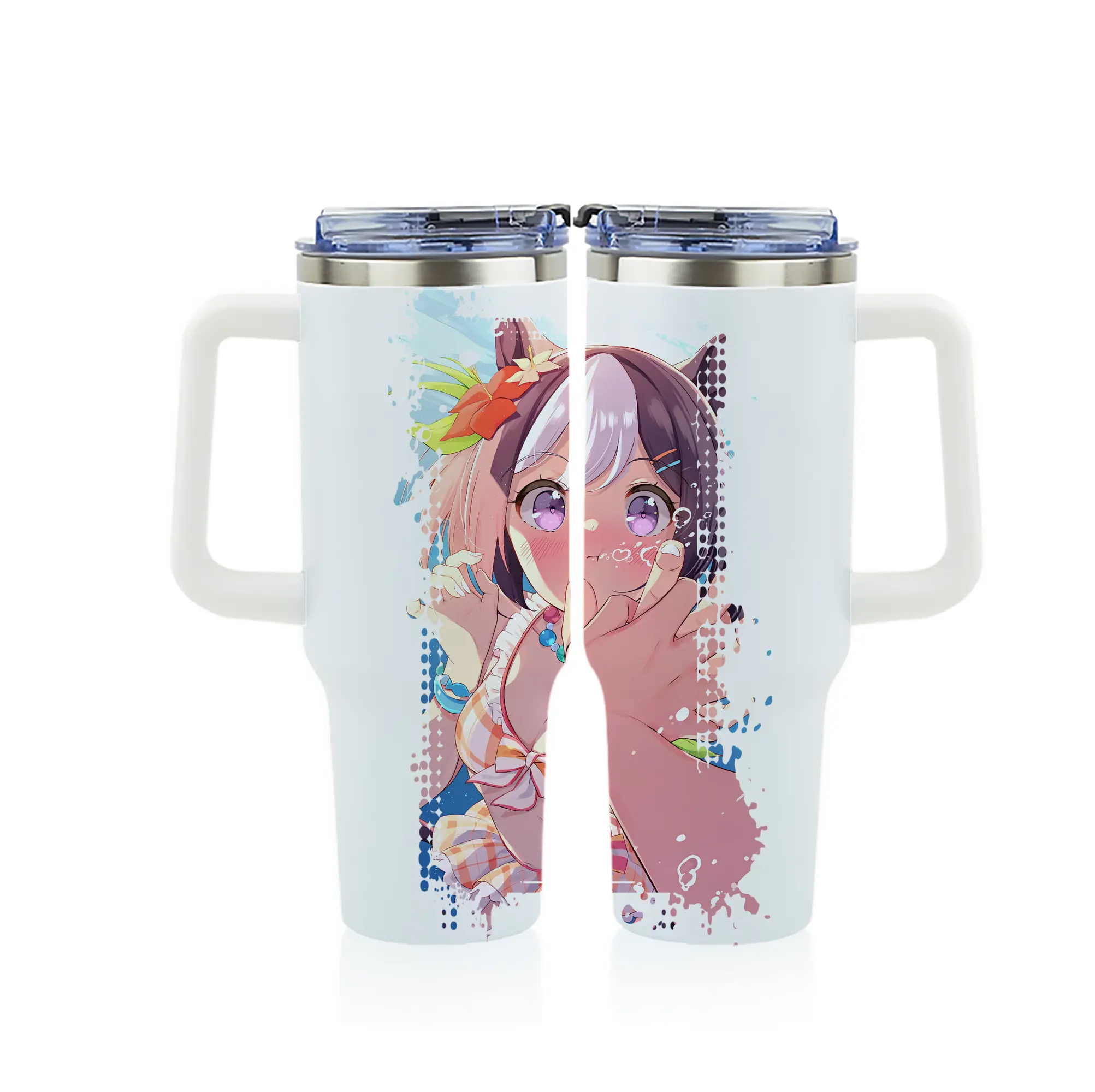 ウマ娘 プリティーダービー グッズ スペシャルウィーク - 1200mL フルプリント車用タンブラー ・ 304ステンレス 内側 ・ 201ステンレス 外側 ・ 保温 保冷 ・ 通勤 ドライブ アウトドア用