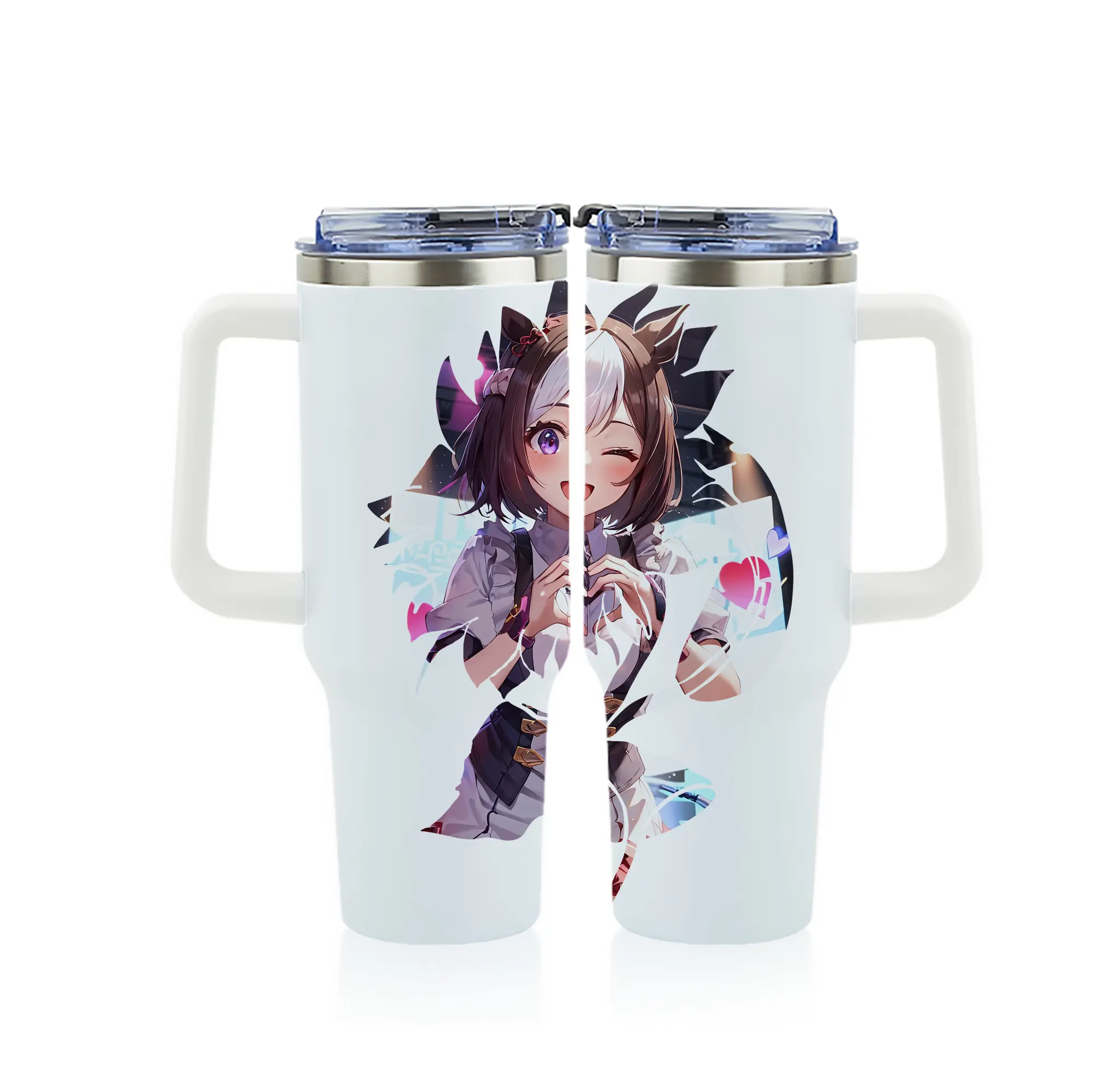 ウマ娘 プリティーダービー グッズ スペシャルウィーク - 1200mL フルプリント車用タンブラー ・ 304ステンレス 内側 ・ 201ステンレス 外側 ・ 保温 保冷 ・ 通勤 ドライブ アウトドア用