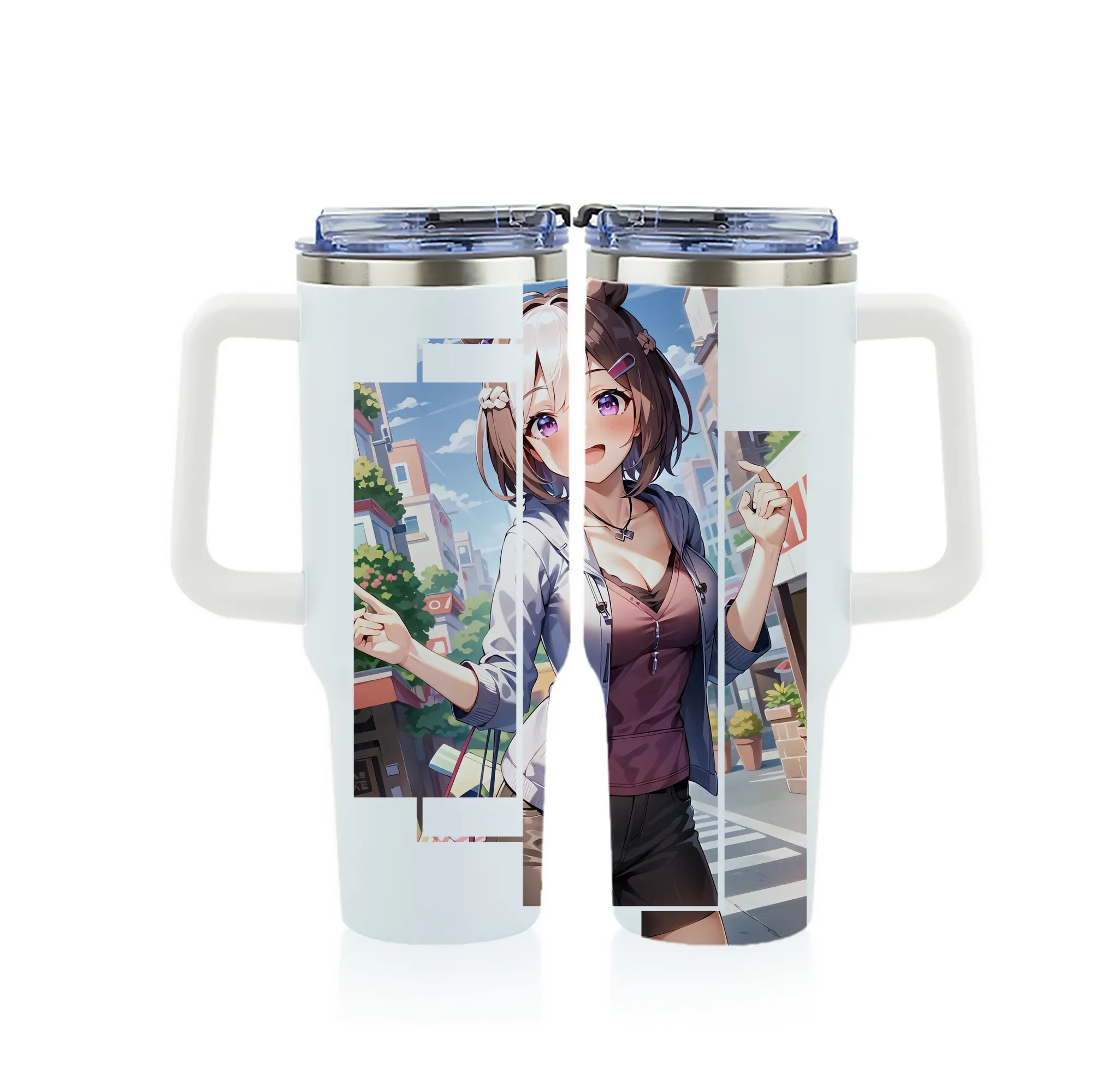 ウマ娘 プリティーダービー グッズ スペシャルウィーク - 1200mL フルプリント車用タンブラー ・ 304ステンレス 内側 ・ 201ステンレス 外側 ・ 保温 保冷 ・ 通勤 ドライブ アウトドア用