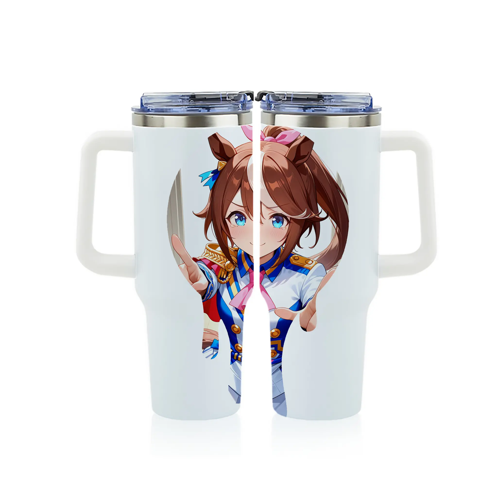 ウマ娘 プリティーダービー グッズ スペシャルウィーク - 1200mL フルプリント車用タンブラー ・ 304ステンレス 内側 ・ 201ステンレス 外側 ・ 保温 保冷 ・ 通勤 ドライブ アウトドア用