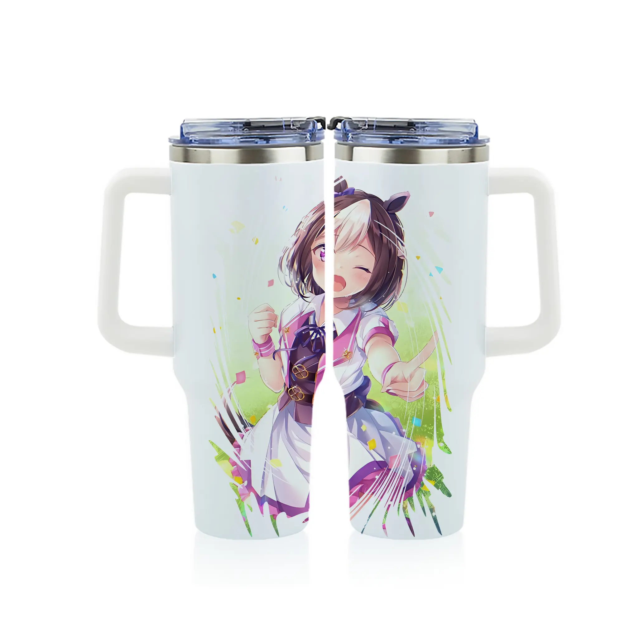 ウマ娘 プリティーダービー グッズ スペシャルウィーク - 1200mL フルプリント車用タンブラー ・ 304ステンレス 内側 ・ 201ステンレス 外側 ・ 保温 保冷 ・ 通勤 ドライブ アウトドア用