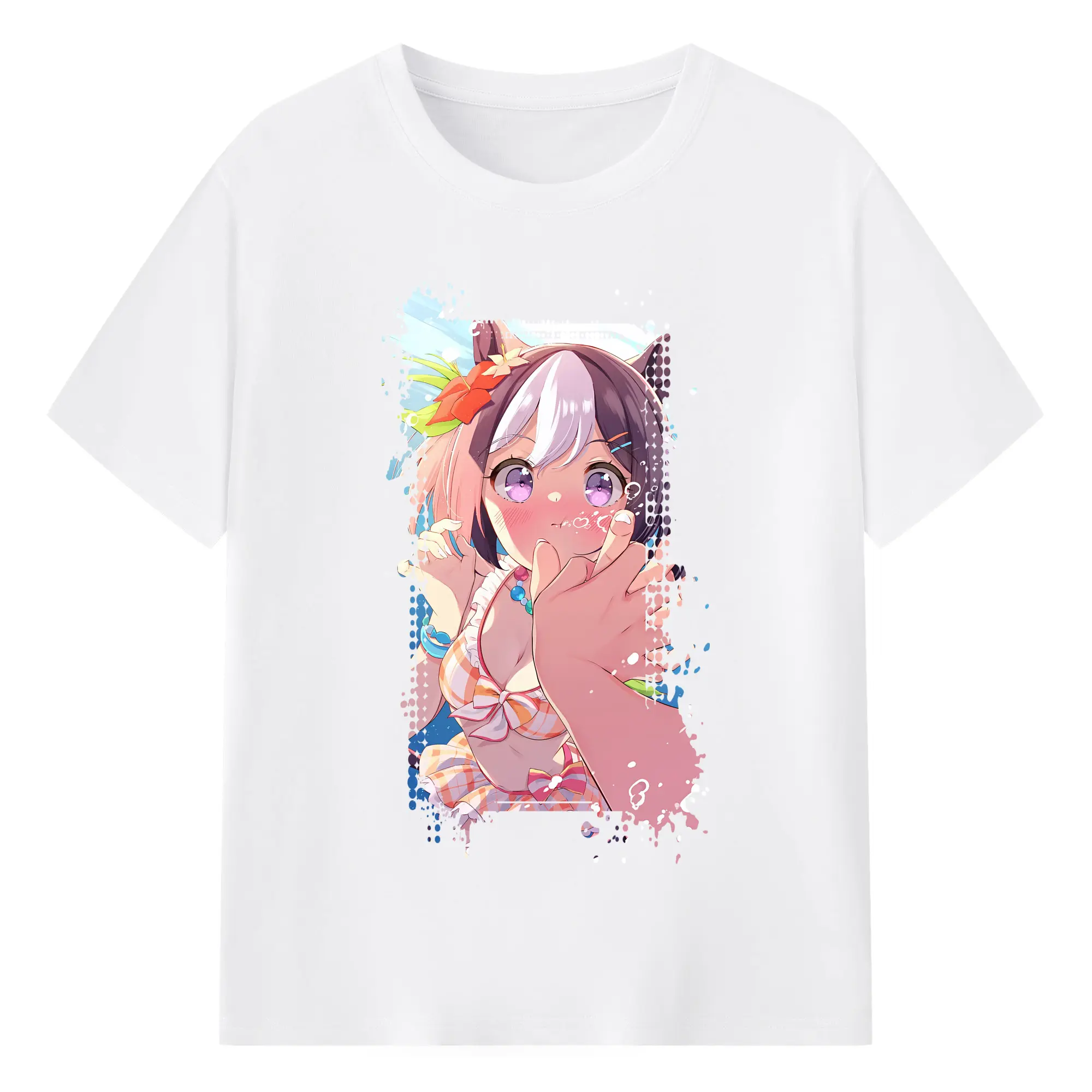 ウマ娘 プリティーダービー グッズ スペシャルウィーク - 綿100％ 半袖Tシャツ ・ フロントプリント ・ 快適 通気性 ・ 日常使い 散歩 スポーツ用