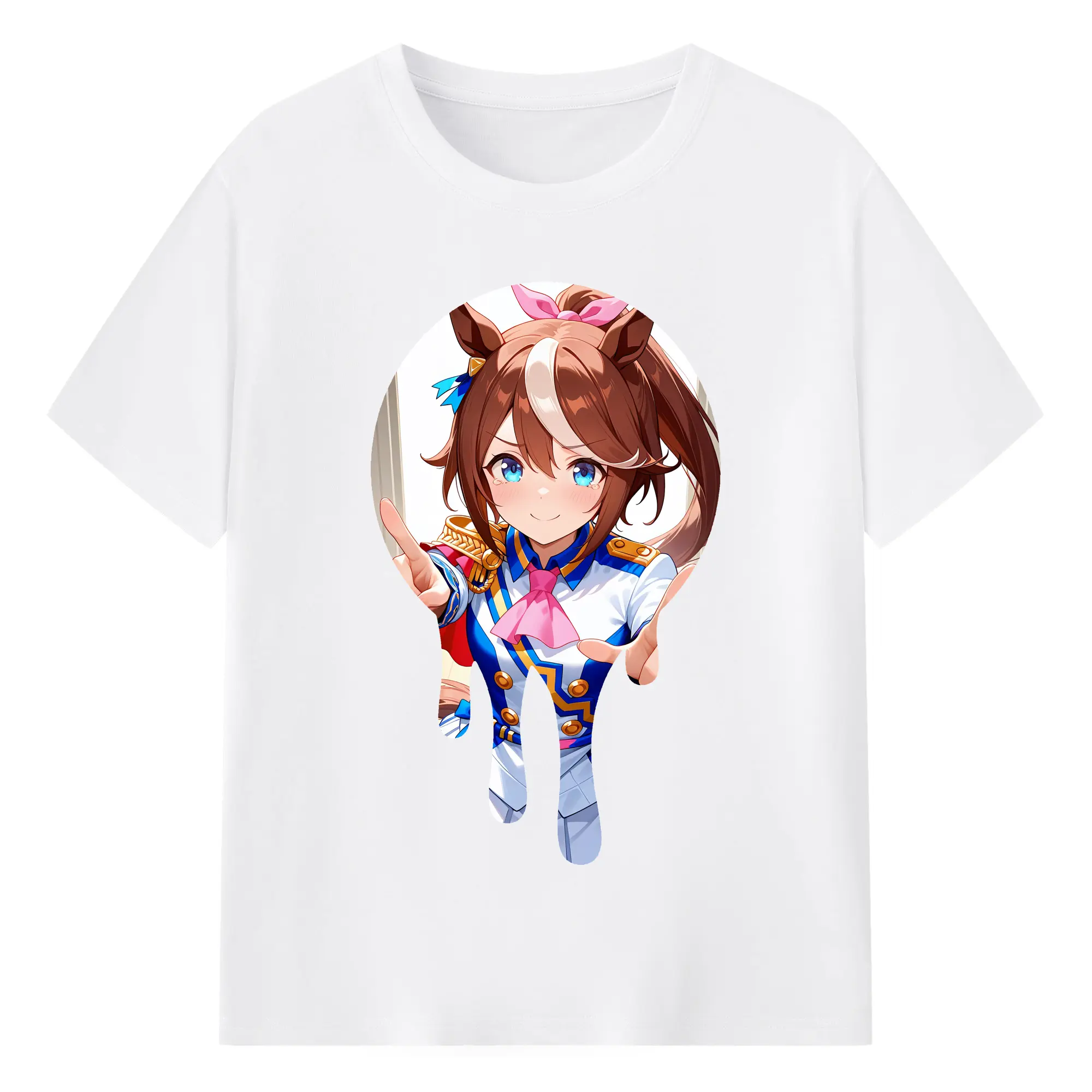 ウマ娘 プリティーダービー グッズ スペシャルウィーク - 綿100％ 半袖Tシャツ ・ フロントプリント ・ 快適 通気性 ・ 日常使い 散歩 スポーツ用
