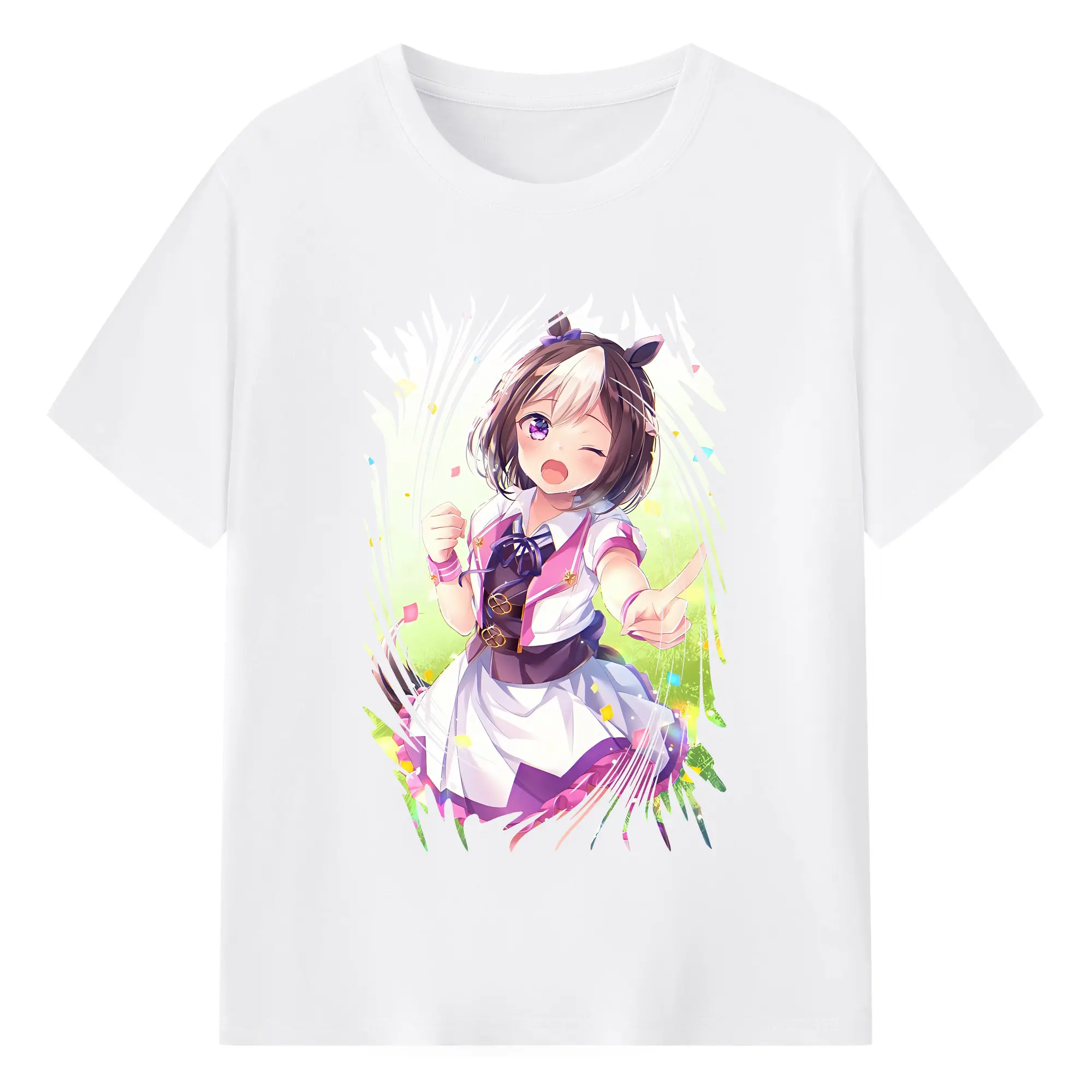 ウマ娘 プリティーダービー グッズ スペシャルウィーク - 綿100％ 半袖Tシャツ ・ フロントプリント ・ 快適 通気性 ・ 日常使い 散歩 スポーツ用