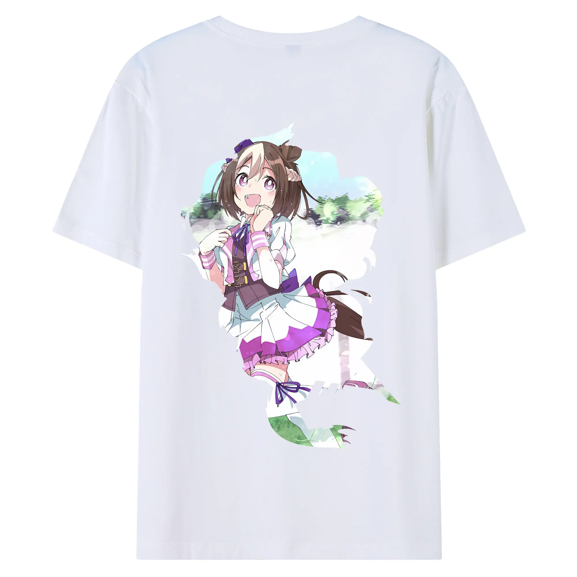 ウマ娘 プリティーダービー グッズ スペシャルウィーク - 綿100％ 半袖Tシャツ ・ バックプリント ・ 快適 通気性 ・ 日常使い 散歩 スポーツ用