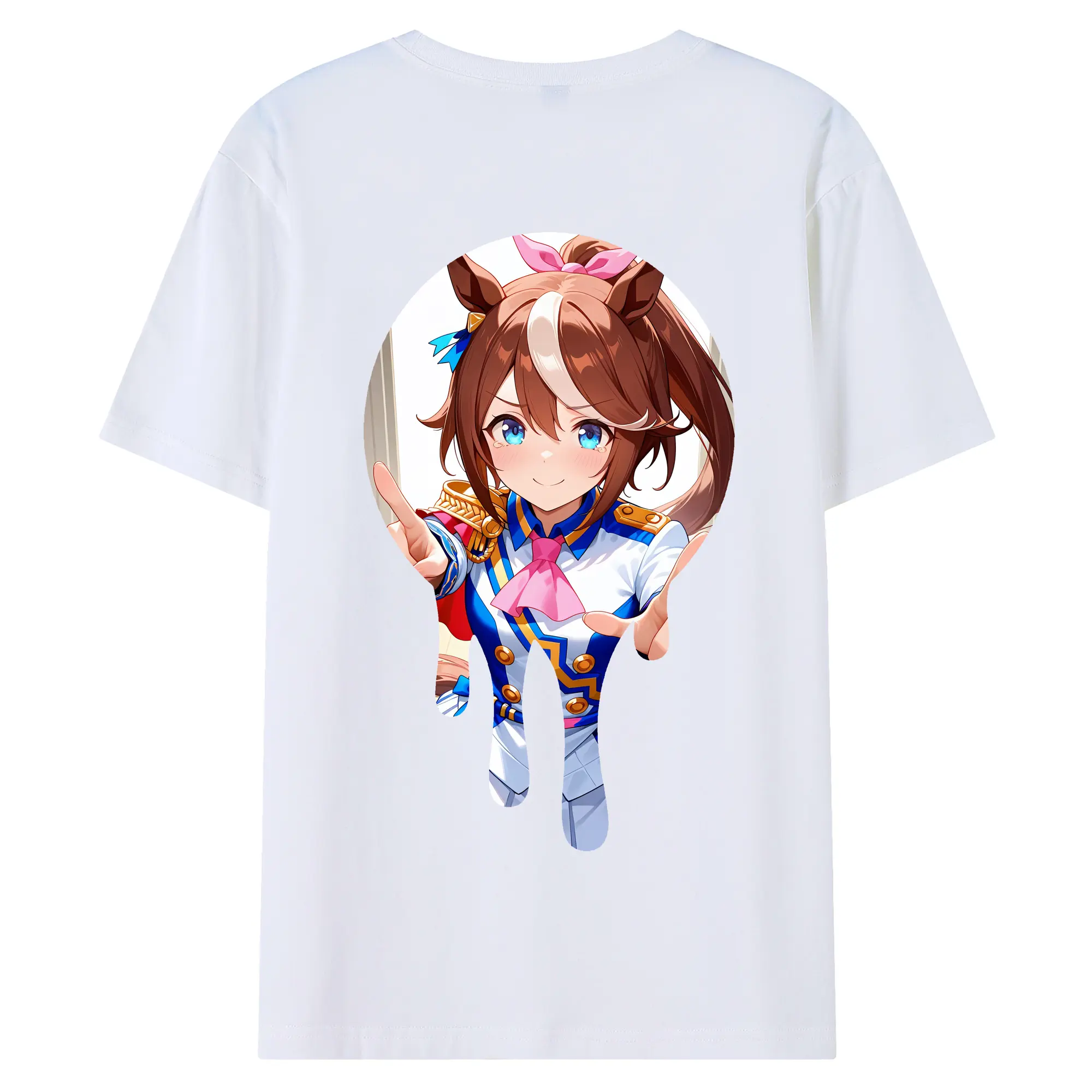 ウマ娘 プリティーダービー グッズ スペシャルウィーク - 綿100％ 半袖Tシャツ ・ バックプリント ・ 快適 通気性 ・ 日常使い 散歩 スポーツ用
