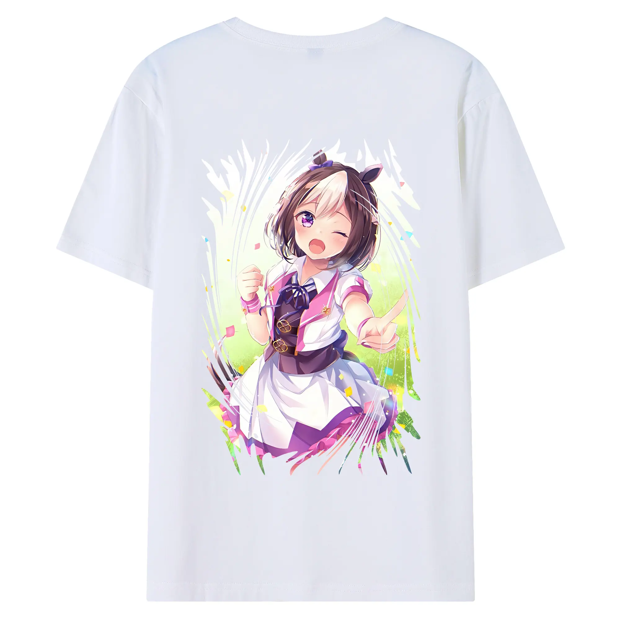 ウマ娘 プリティーダービー グッズ スペシャルウィーク - 綿100％ 半袖Tシャツ ・ バックプリント ・ 快適 通気性 ・ 日常使い 散歩 スポーツ用