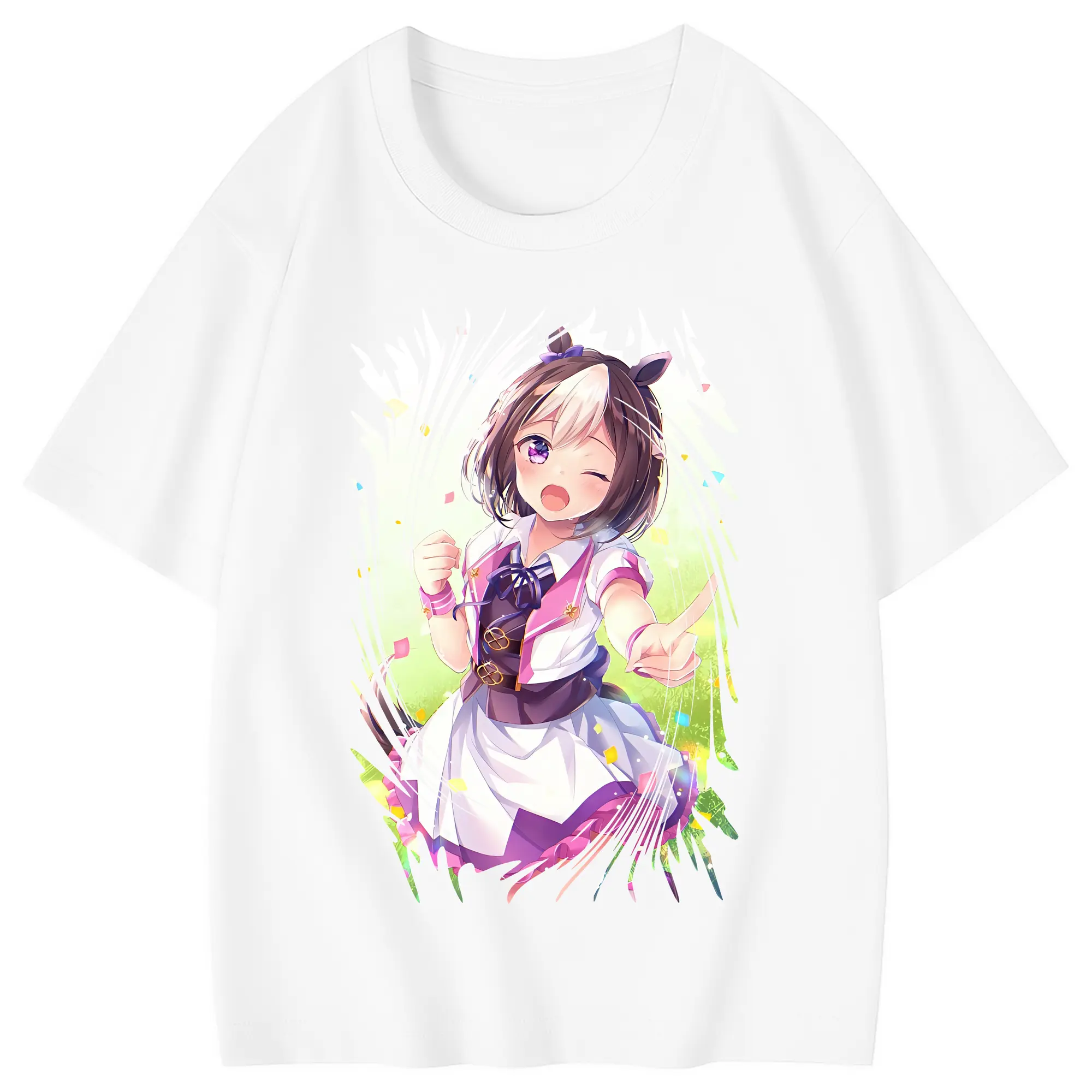 ウマ娘 プリティーダービー グッズ スペシャルウィーク - 綿100％ キッズTシャツ ・ フロントプリント ・ 快適 通気性 ・ スポーツ カジュアル 散歩用