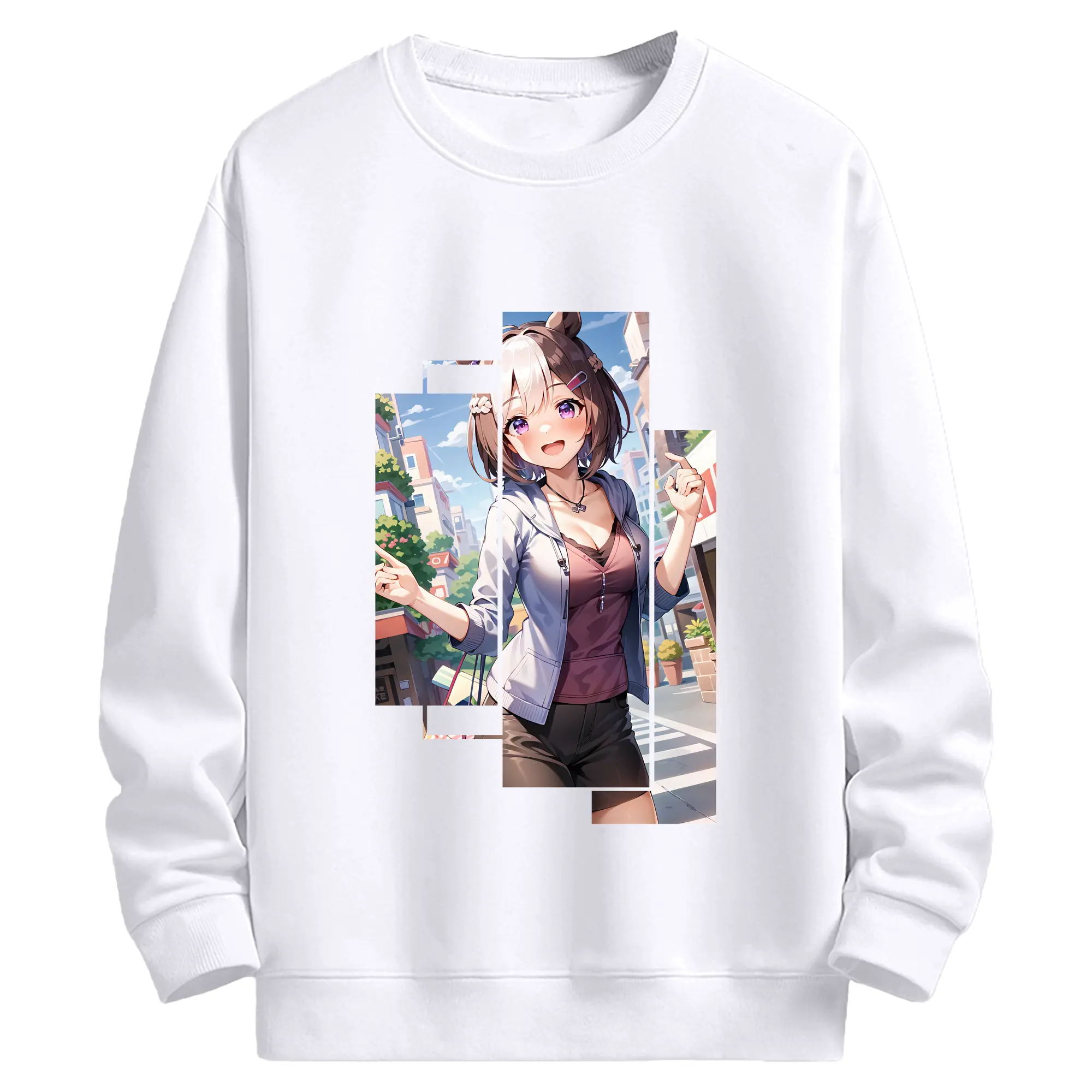 ウマ娘 プリティーダービー グッズ スペシャルウィーク - 高品質 クルーネック スウェット ・ コットン59％ ポリエステル41％ ・ ユニセックス 長袖 トレーナー ・ カジュアル デイリー スポーツ 散歩用