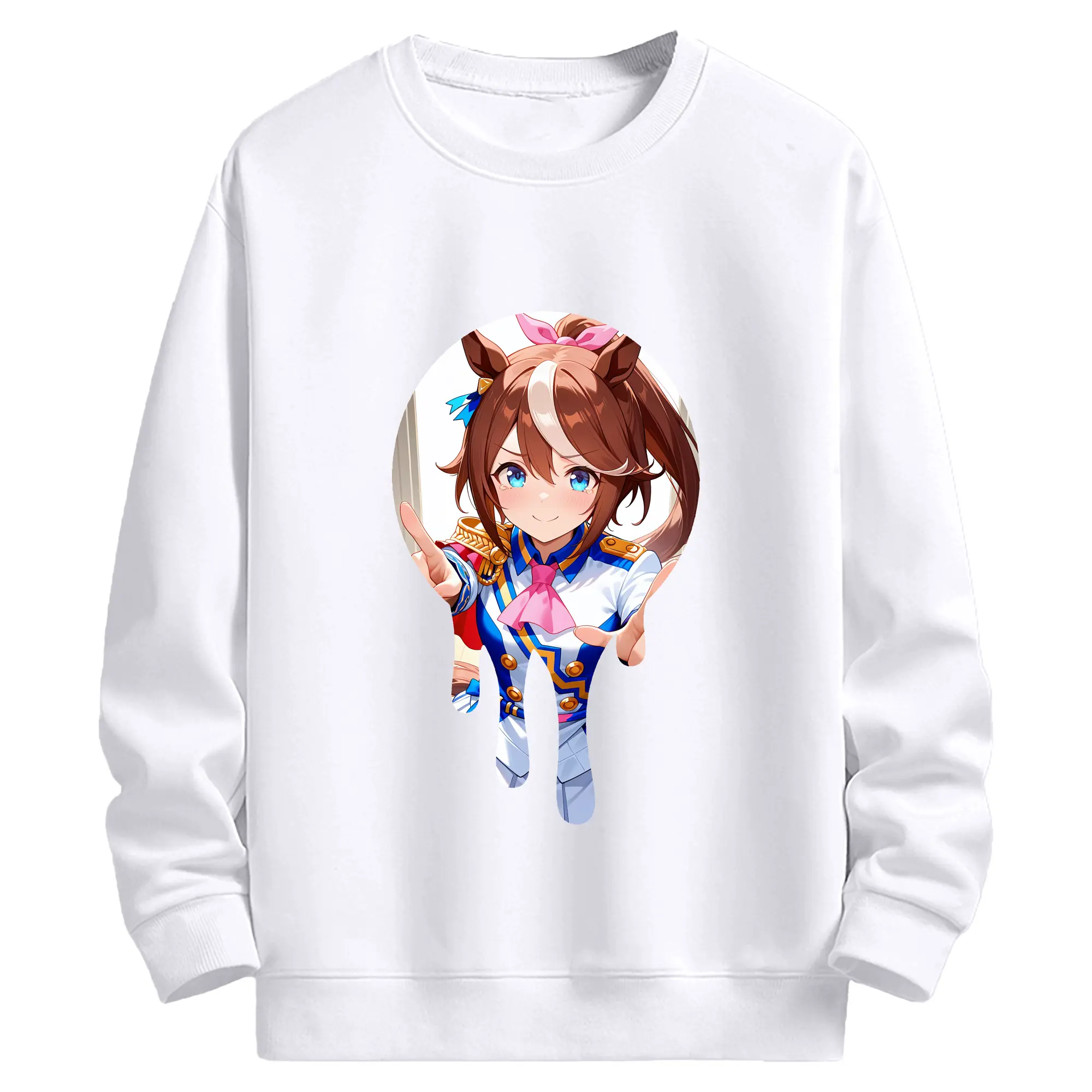 ウマ娘 プリティーダービー グッズ スペシャルウィーク - 高品質 クルーネック スウェット ・ コットン59％ ポリエステル41％ ・ ユニセックス 長袖 トレーナー ・ カジュアル デイリー スポーツ 散歩用