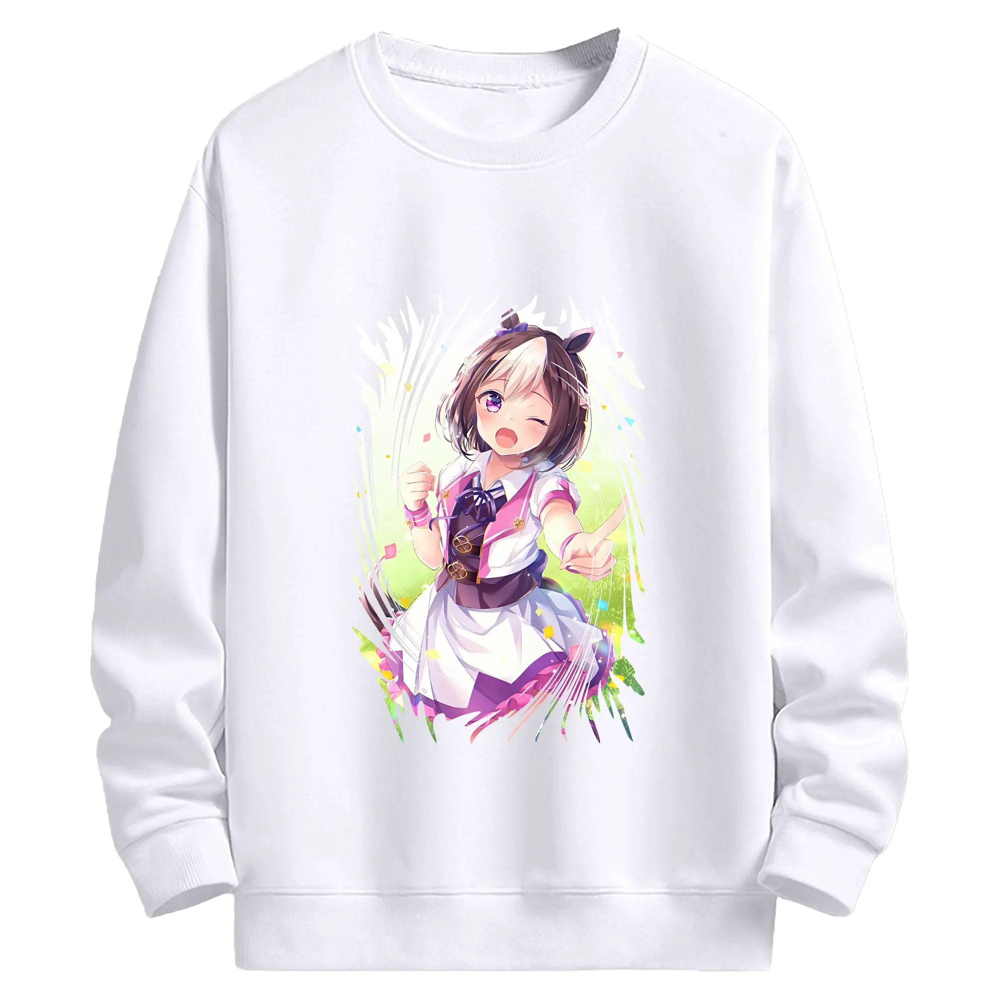 ウマ娘 プリティーダービー グッズ スペシャルウィーク - 高品質 クルーネック スウェット ・ コットン59％ ポリエステル41％ ・ ユニセックス 長袖 トレーナー ・ カジュアル デイリー スポーツ 散歩用