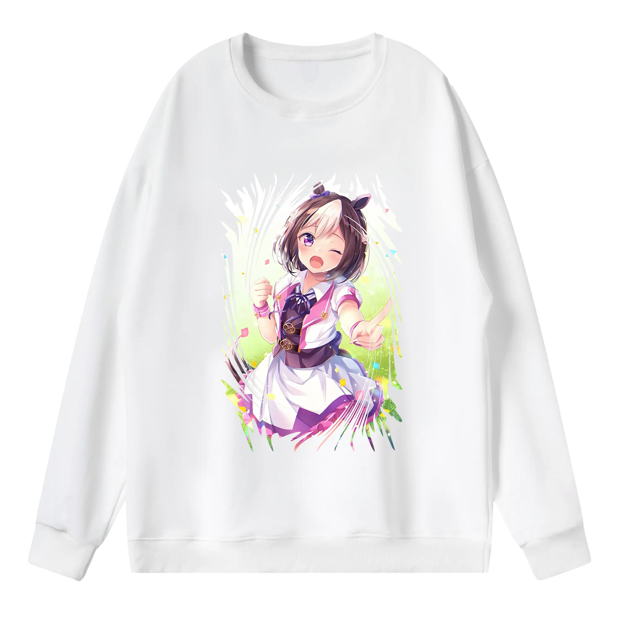 ウマ娘 プリティーダービー グッズ スペシャルウィーク - 薄手 クルーネック スウェット 裏毛260g · ポリエステル 春秋向け カジュアル 男女兼用 · トレーナー デイリー スポーツ 散歩に最適