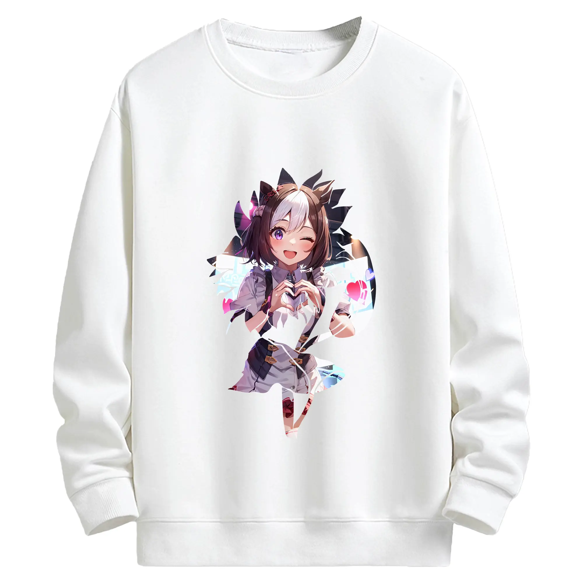 ウマ娘 プリティーダービー グッズ スペシャルウィーク - キッズ クルーネックスウェットシャツ ・ フロントプリント ・ 綿80％ ポリエステル20％ ・ 快適 通学 スポーツ 日常使い お散歩用