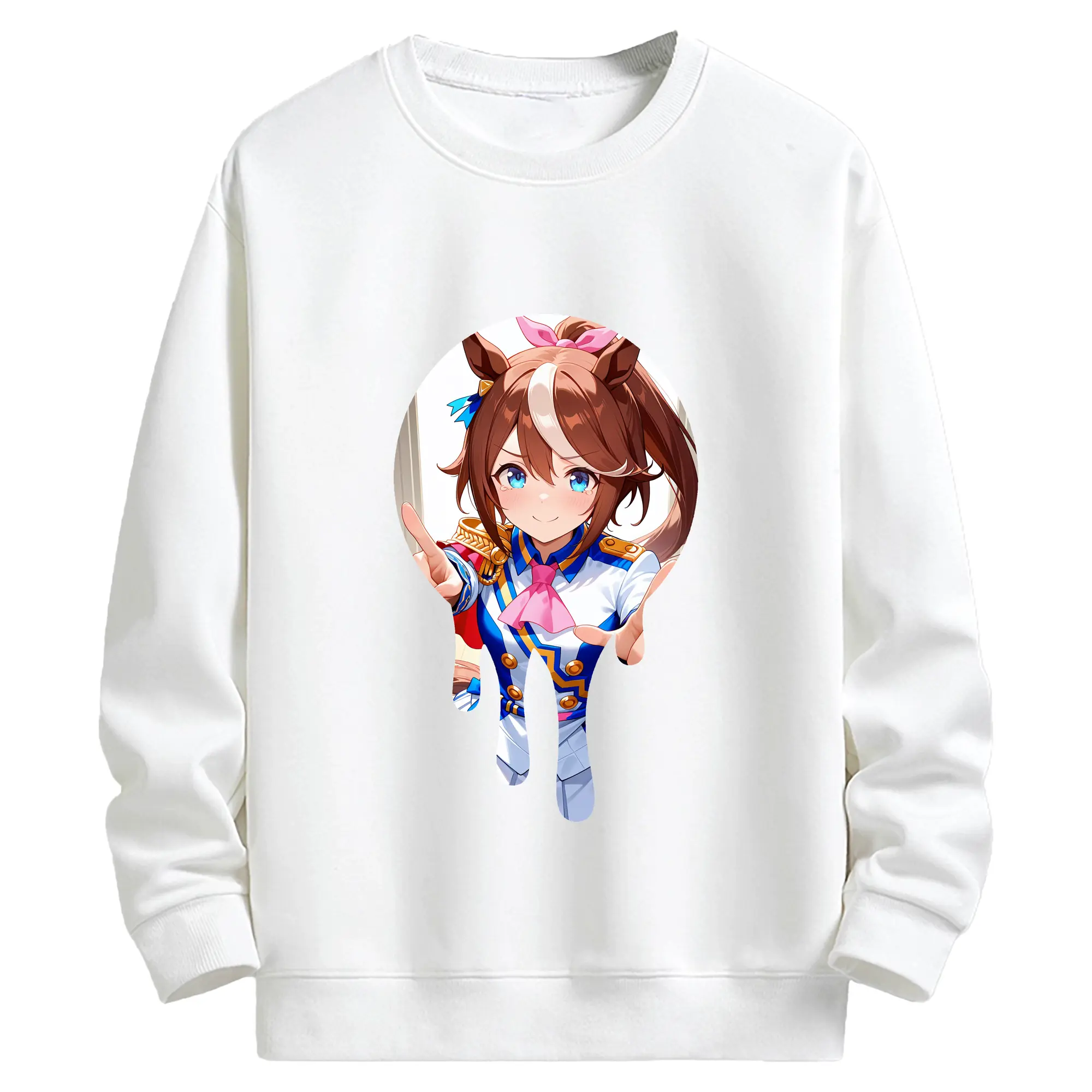 ウマ娘 プリティーダービー グッズ スペシャルウィーク - キッズ クルーネックスウェットシャツ ・ フロントプリント ・ 綿80％ ポリエステル20％ ・ 快適 通学 スポーツ 日常使い お散歩用