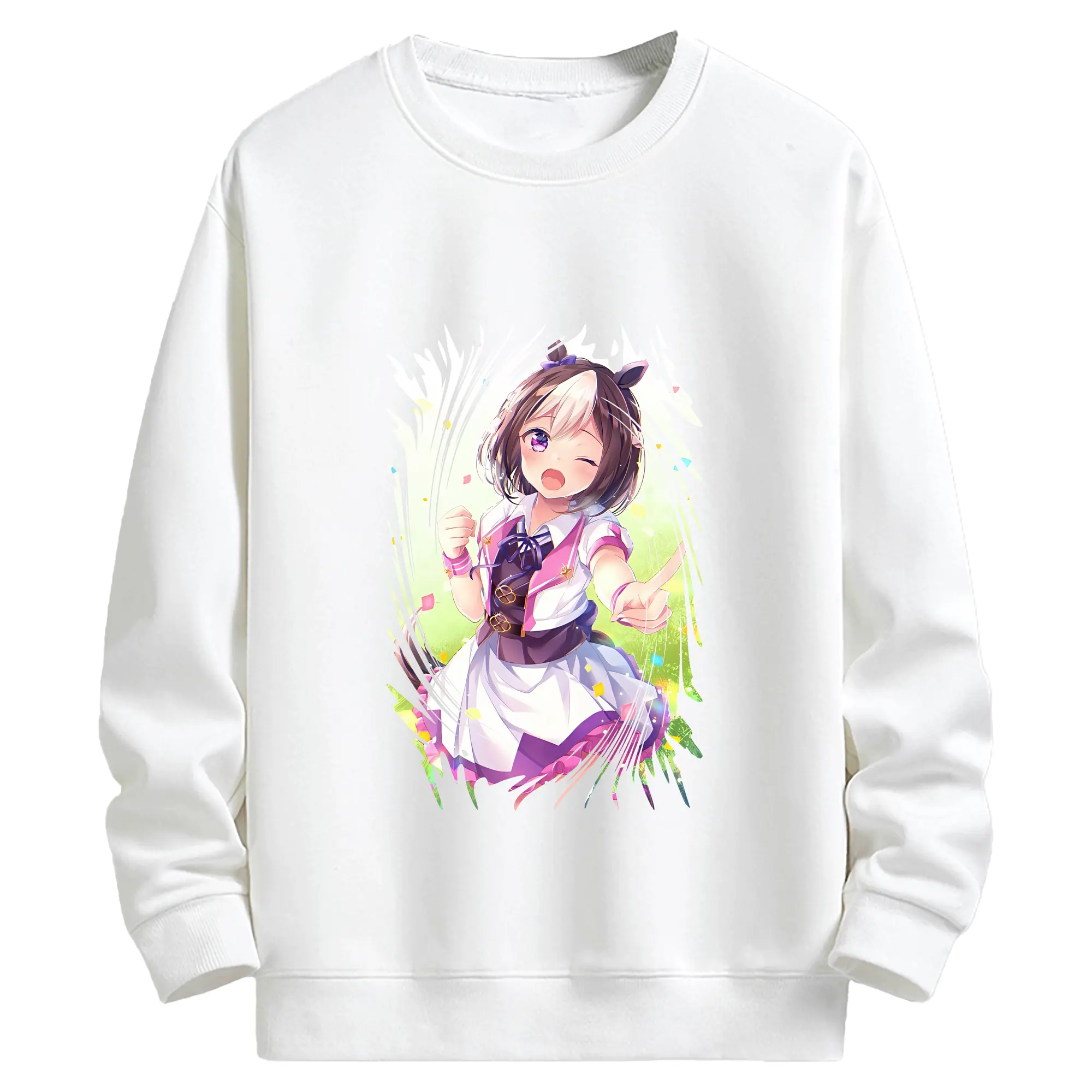 ウマ娘 プリティーダービー グッズ スペシャルウィーク - キッズ クルーネックスウェットシャツ ・ フロントプリント ・ 綿80％ ポリエステル20％ ・ 快適 通学 スポーツ 日常使い お散歩用