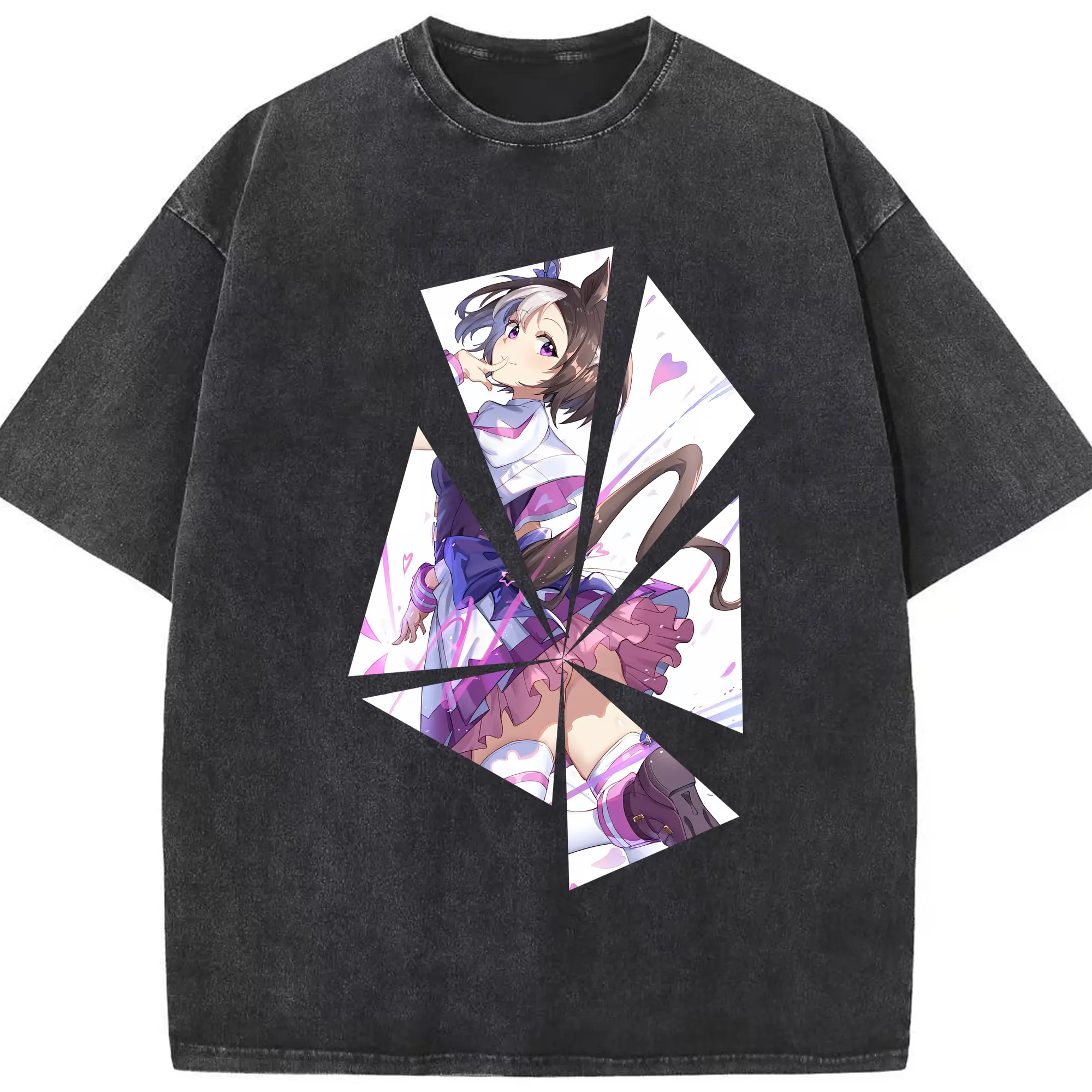 ウマ娘 プリティーダービー グッズ スペシャルウィーク - 綿100％ ヴィンテージ風 半袖Tシャツ ・ フロントプリント ・ 柔らか肌触り ・ 通気性 快適 ・ スポーツ カジュアル 外出用