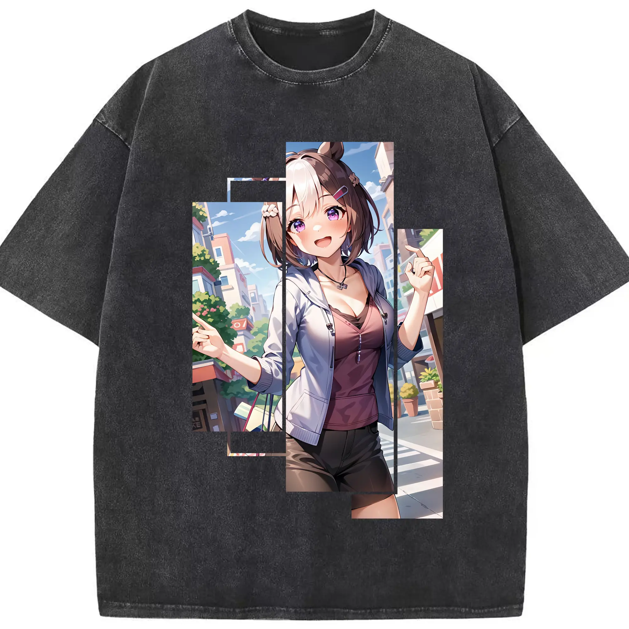 ウマ娘 プリティーダービー グッズ スペシャルウィーク - 綿100％ ヴィンテージ風 半袖Tシャツ ・ フロントプリント ・ 柔らか肌触り ・ 通気性 快適 ・ スポーツ カジュアル 外出用
