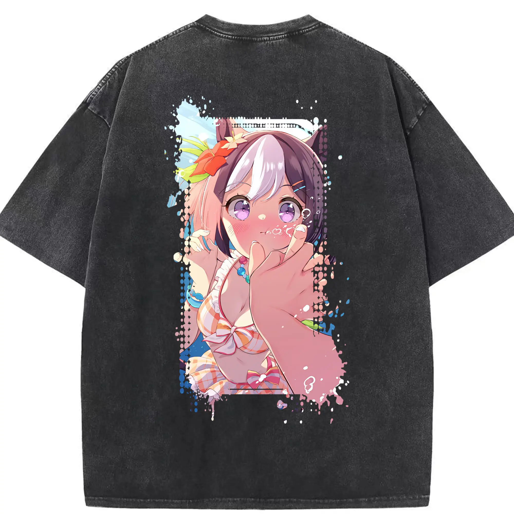 ウマ娘 プリティーダービー グッズ スペシャルウィーク - 綿100％ ヴィンテージ風 半袖Tシャツ ・ 背面プリント ・ 柔らか肌触り ・ 通気性 快適 ・ スポーツ カジュアル 外出用