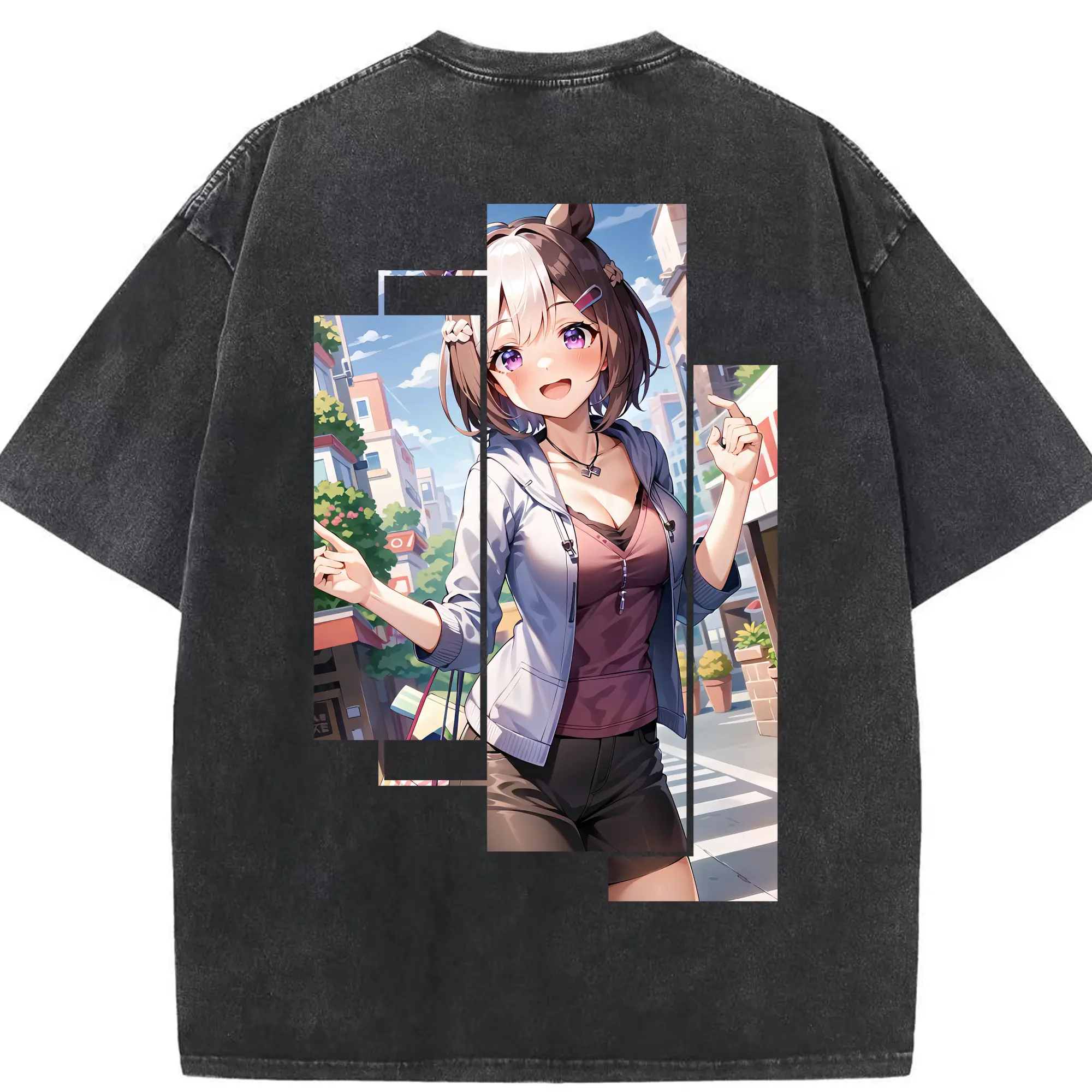 ウマ娘 プリティーダービー グッズ スペシャルウィーク - 綿100％ ヴィンテージ風 半袖Tシャツ ・ 背面プリント ・ 柔らか肌触り ・ 通気性 快適 ・ スポーツ カジュアル 外出用
