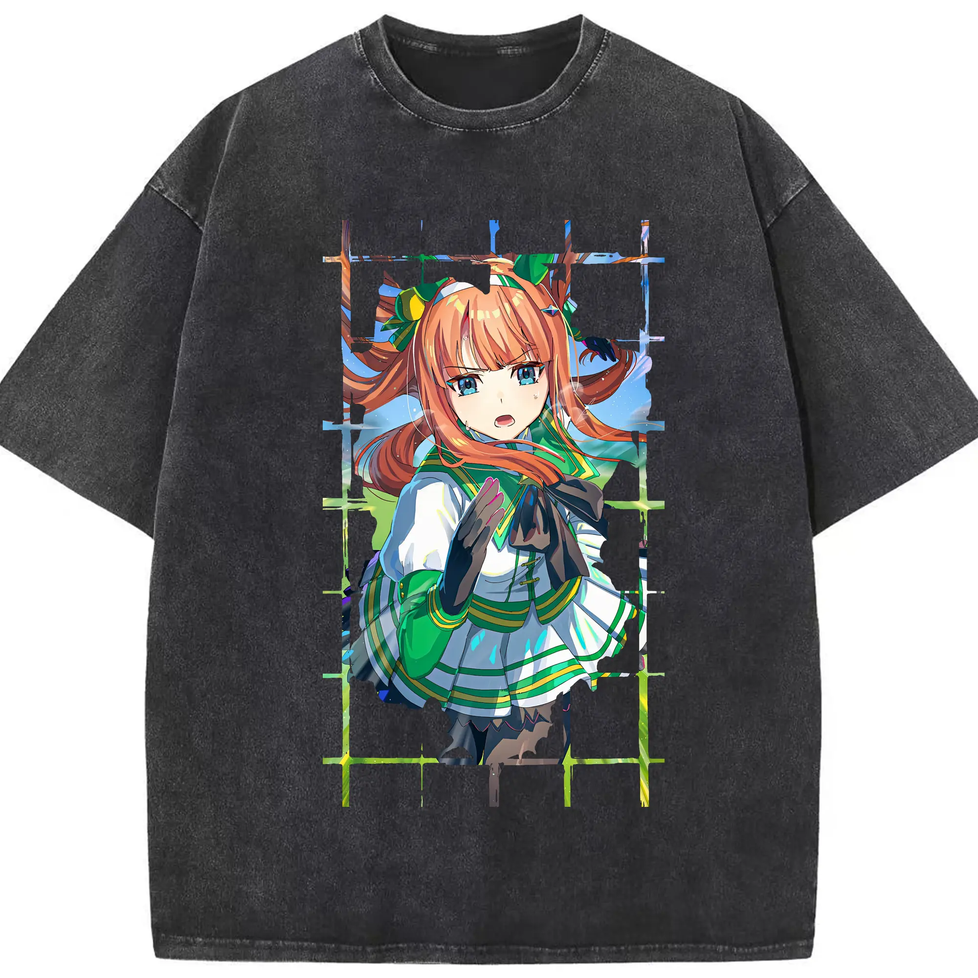 ウマ娘 プリティーダービー グッズ サイレンススズカ - 綿100％ ヴィンテージ風 半袖Tシャツ ・ フロントプリント ・ 柔らか肌触り ・ 通気性 快適 ・ スポーツ カジュアル 外出用