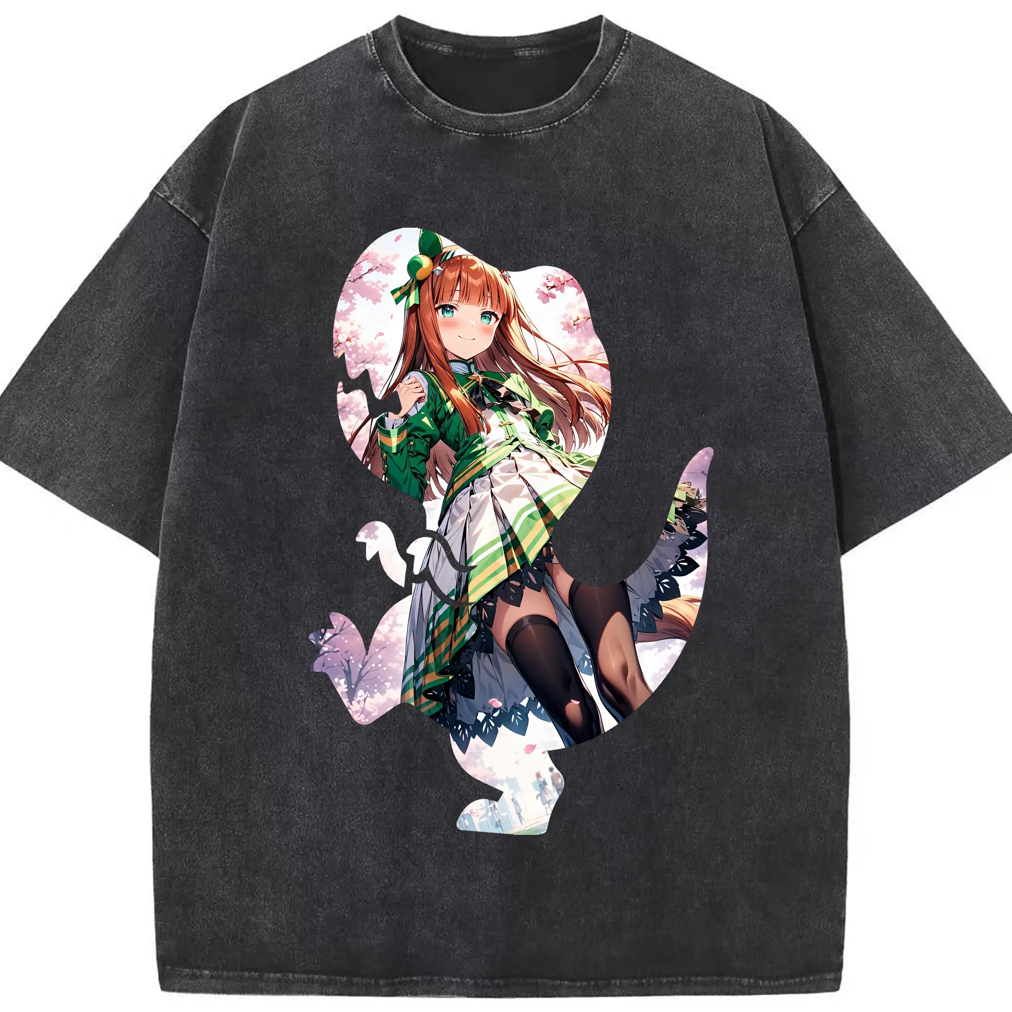 ウマ娘 プリティーダービー グッズ サイレンススズカ - 綿100％ ヴィンテージ風 半袖Tシャツ ・ フロントプリント ・ 柔らか肌触り ・ 通気性 快適 ・ スポーツ カジュアル 外出用