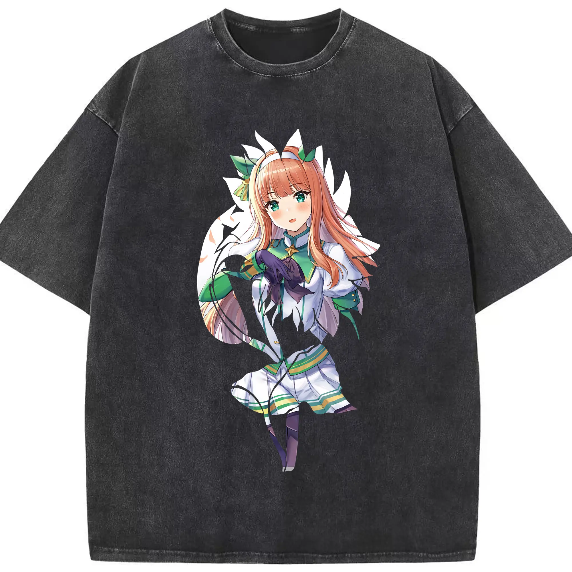 ウマ娘 プリティーダービー グッズ サイレンススズカ - 綿100％ ヴィンテージ風 半袖Tシャツ ・ フロントプリント ・ 柔らか肌触り ・ 通気性 快適 ・ スポーツ カジュアル 外出用