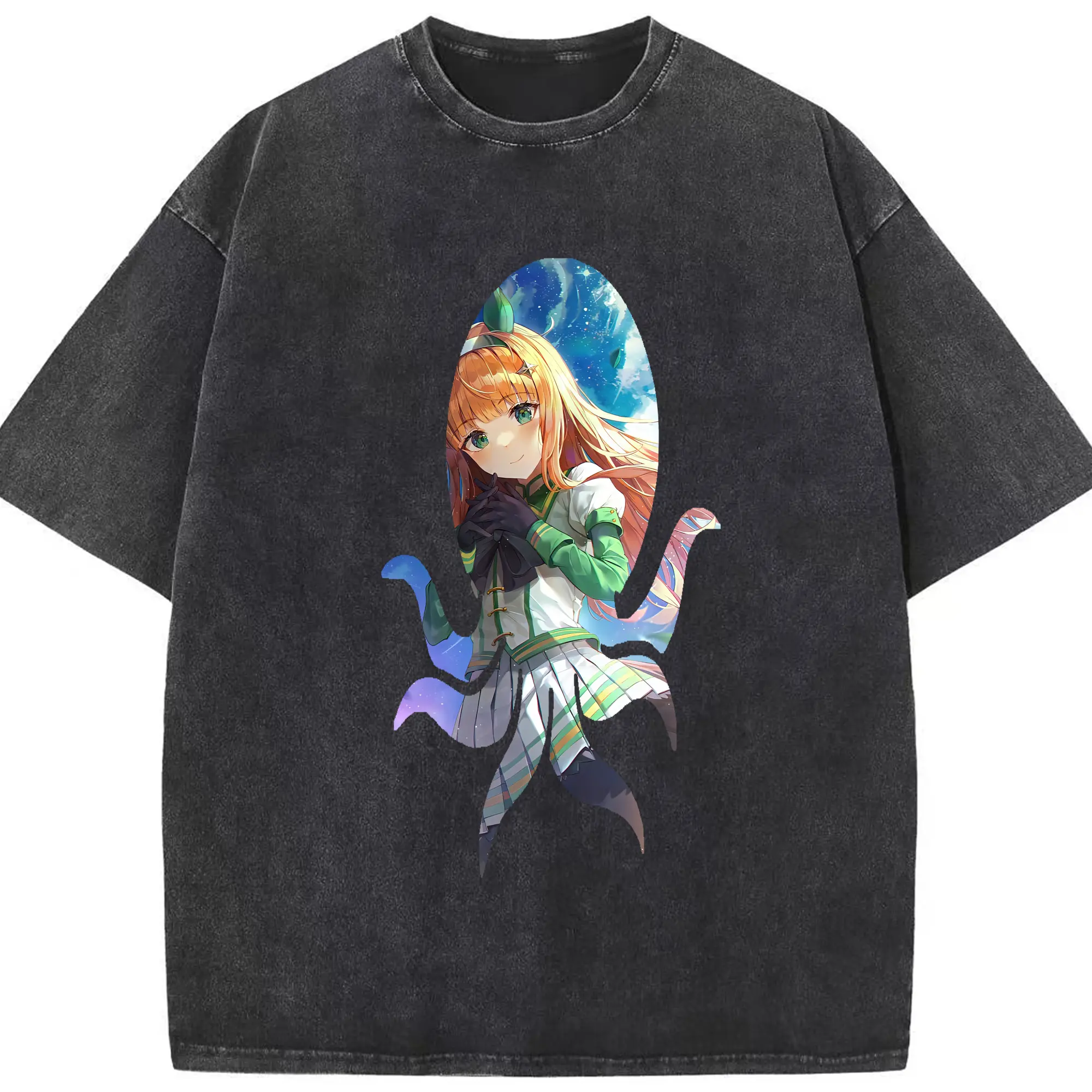 ウマ娘 プリティーダービー グッズ サイレンススズカ - 綿100％ ヴィンテージ風 半袖Tシャツ ・ フロントプリント ・ 柔らか肌触り ・ 通気性 快適 ・ スポーツ カジュアル 外出用