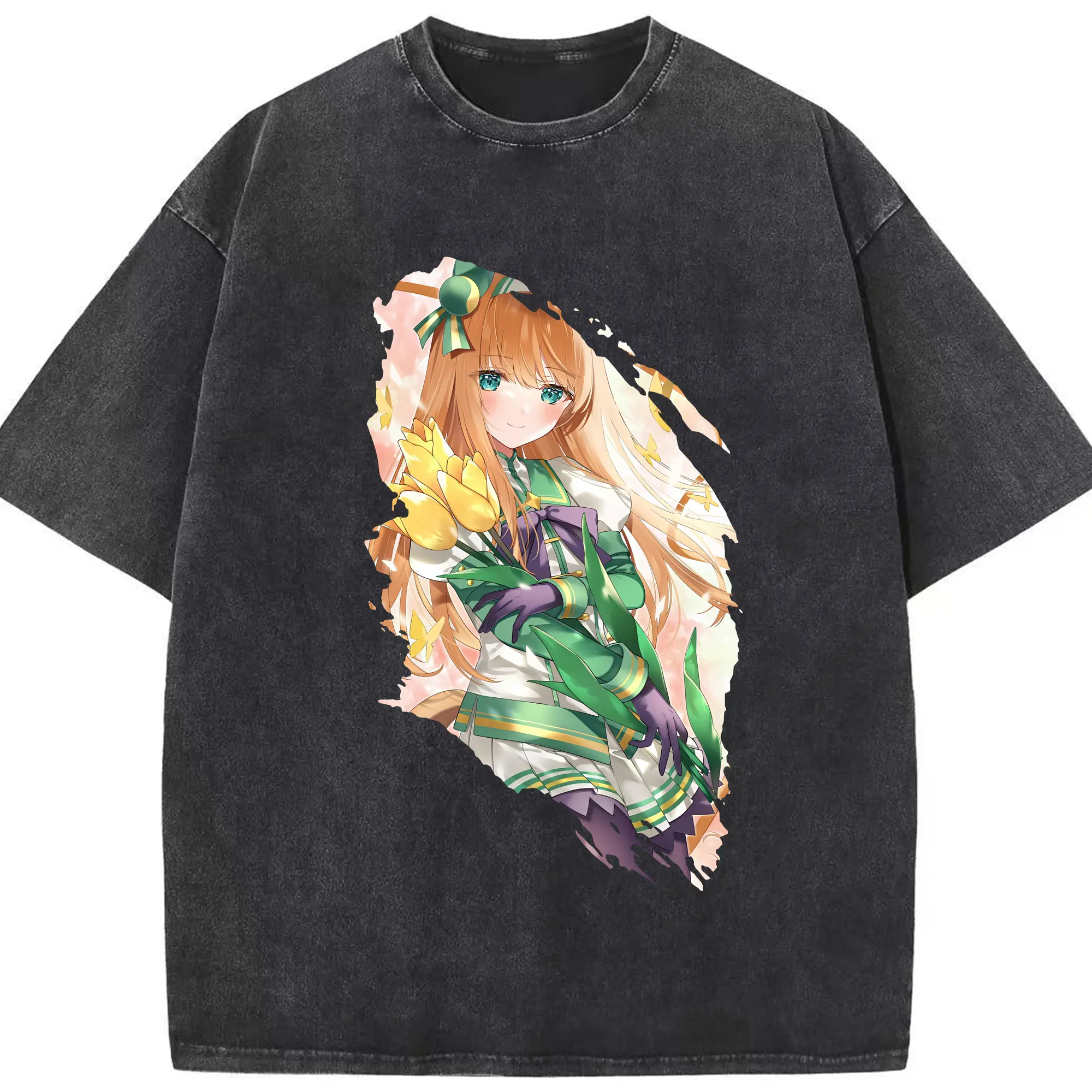 ウマ娘 プリティーダービー グッズ サイレンススズカ - 綿100％ ヴィンテージ風 半袖Tシャツ ・ フロントプリント ・ 柔らか肌触り ・ 通気性 快適 ・ スポーツ カジュアル 外出用