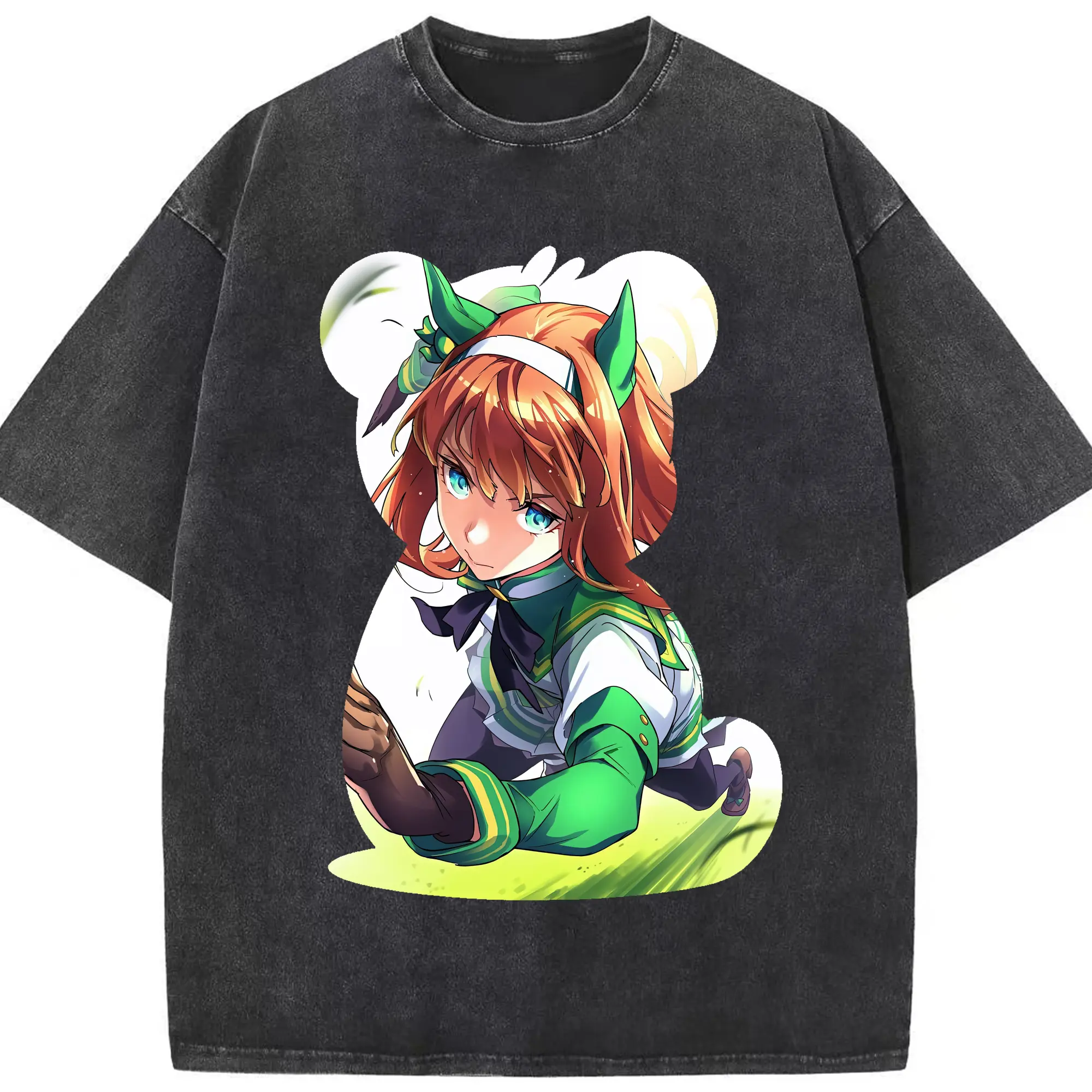 ウマ娘 プリティーダービー グッズ サイレンススズカ - 綿100％ ヴィンテージ風 半袖Tシャツ ・ フロントプリント ・ 柔らか肌触り ・ 通気性 快適 ・ スポーツ カジュアル 外出用
