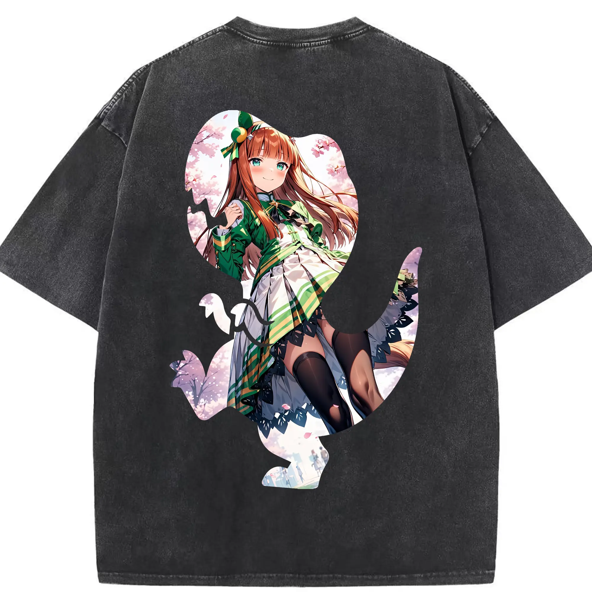 ウマ娘 プリティーダービー グッズ サイレンススズカ - 綿100％ ヴィンテージ風 半袖Tシャツ ・ 背面プリント ・ 柔らか肌触り ・ 通気性 快適 ・ スポーツ カジュアル 外出用