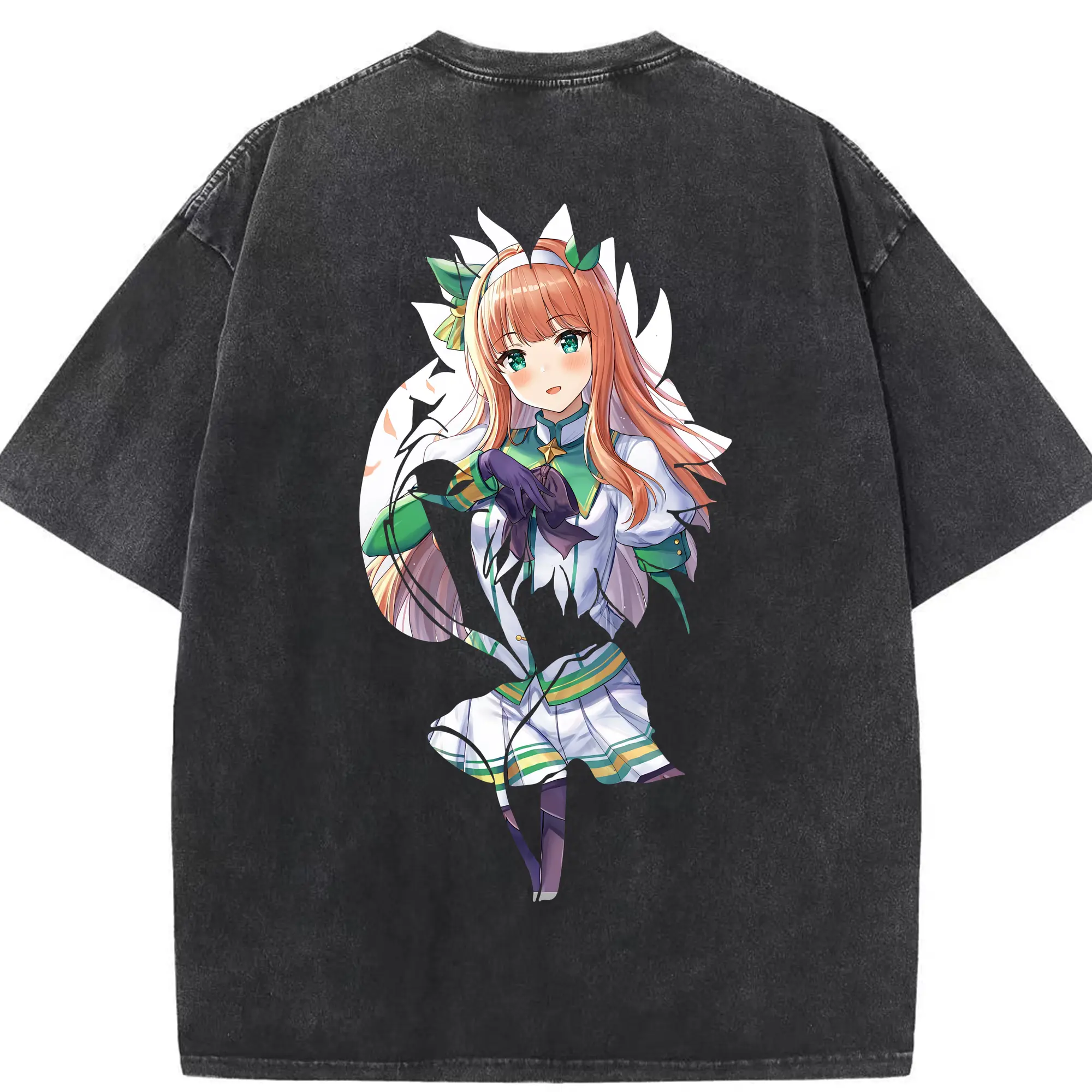 ウマ娘 プリティーダービー グッズ サイレンススズカ - 綿100％ ヴィンテージ風 半袖Tシャツ ・ 背面プリント ・ 柔らか肌触り ・ 通気性 快適 ・ スポーツ カジュアル 外出用