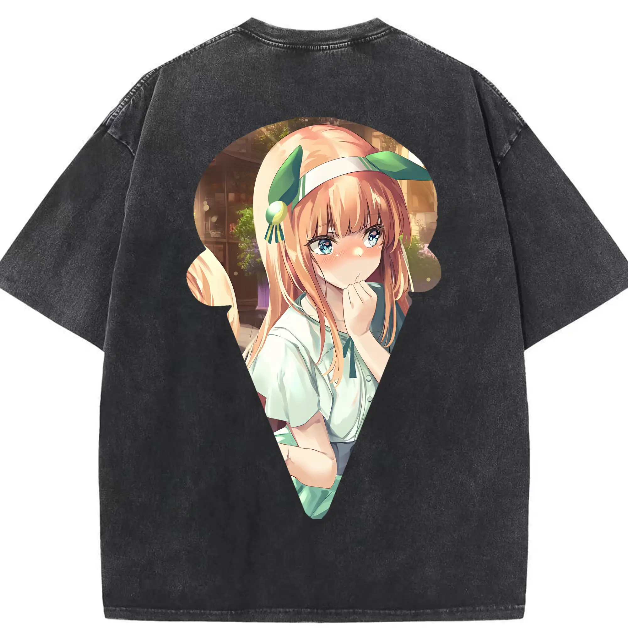 ウマ娘 プリティーダービー グッズ サイレンススズカ - 綿100％ ヴィンテージ風 半袖Tシャツ ・ 背面プリント ・ 柔らか肌触り ・ 通気性 快適 ・ スポーツ カジュアル 外出用