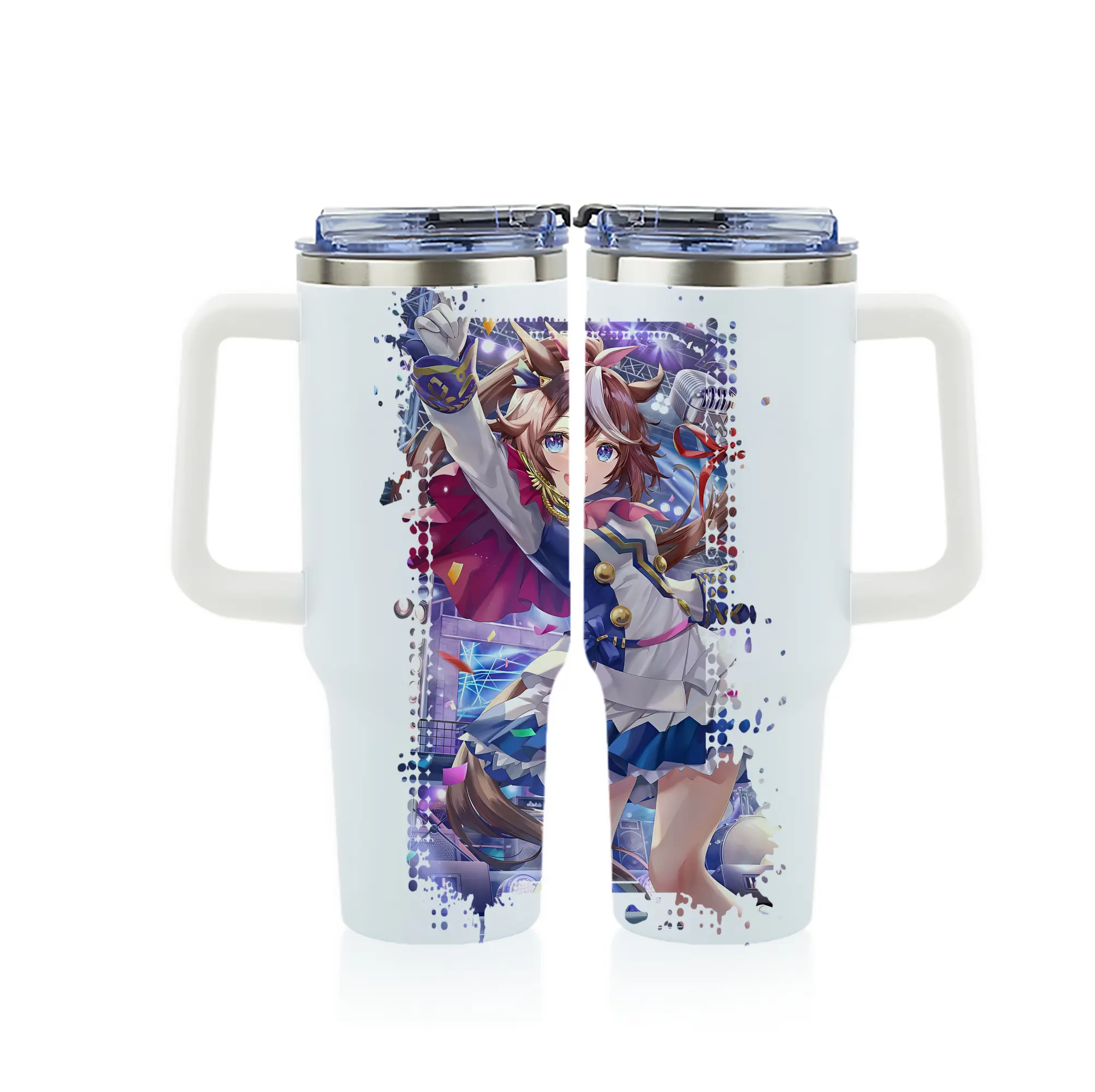 ウマ娘 プリティーダービー グッズ トウカイテイオー - 1200mL フルプリント車用タンブラー ・ 304ステンレス 内側 ・ 201ステンレス 外側 ・ 保温 保冷 ・ 通勤 ドライブ アウトドア用