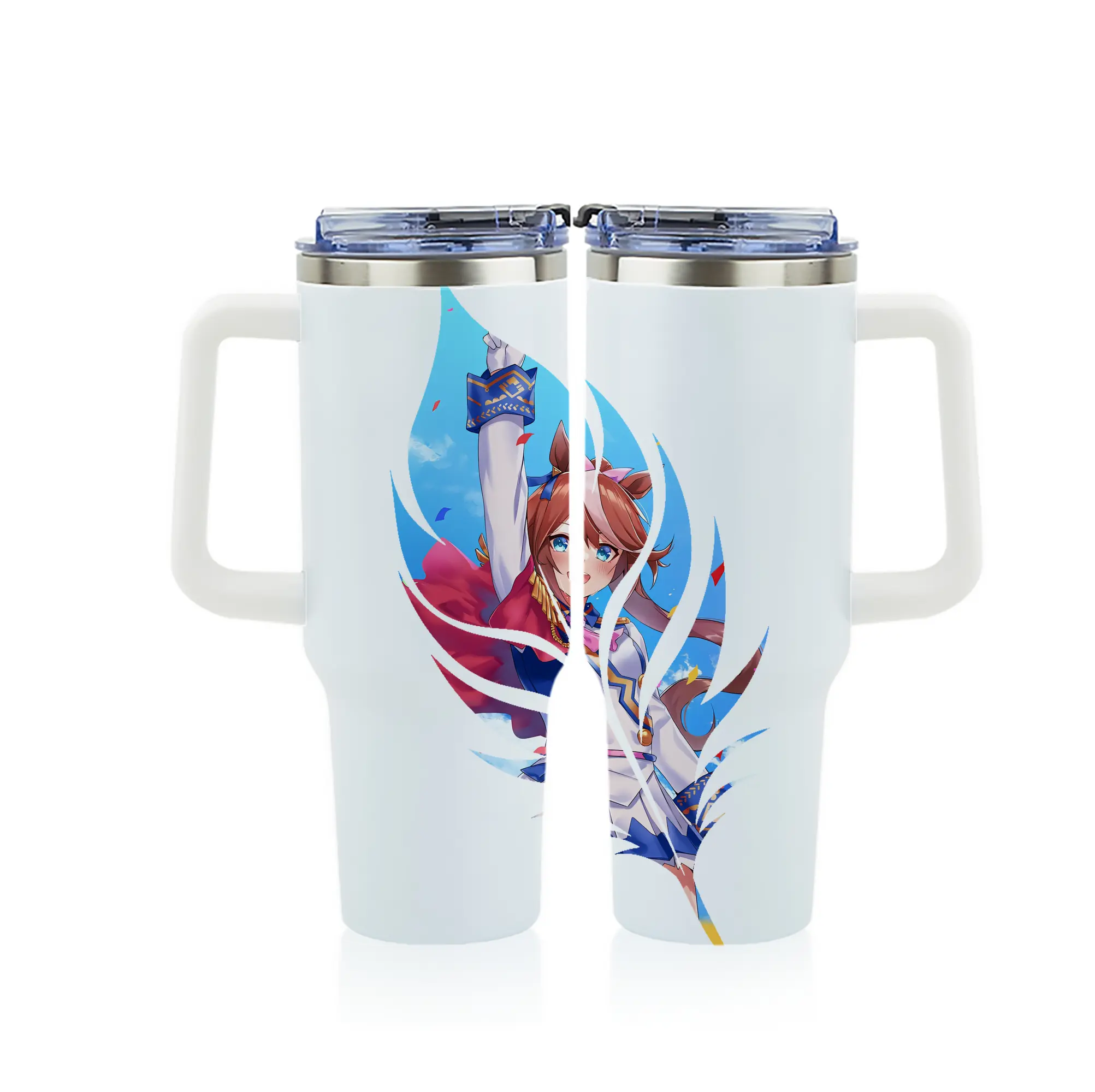 ウマ娘 プリティーダービー グッズ トウカイテイオー - 1200mL フルプリント車用タンブラー ・ 304ステンレス 内側 ・ 201ステンレス 外側 ・ 保温 保冷 ・ 通勤 ドライブ アウトドア用