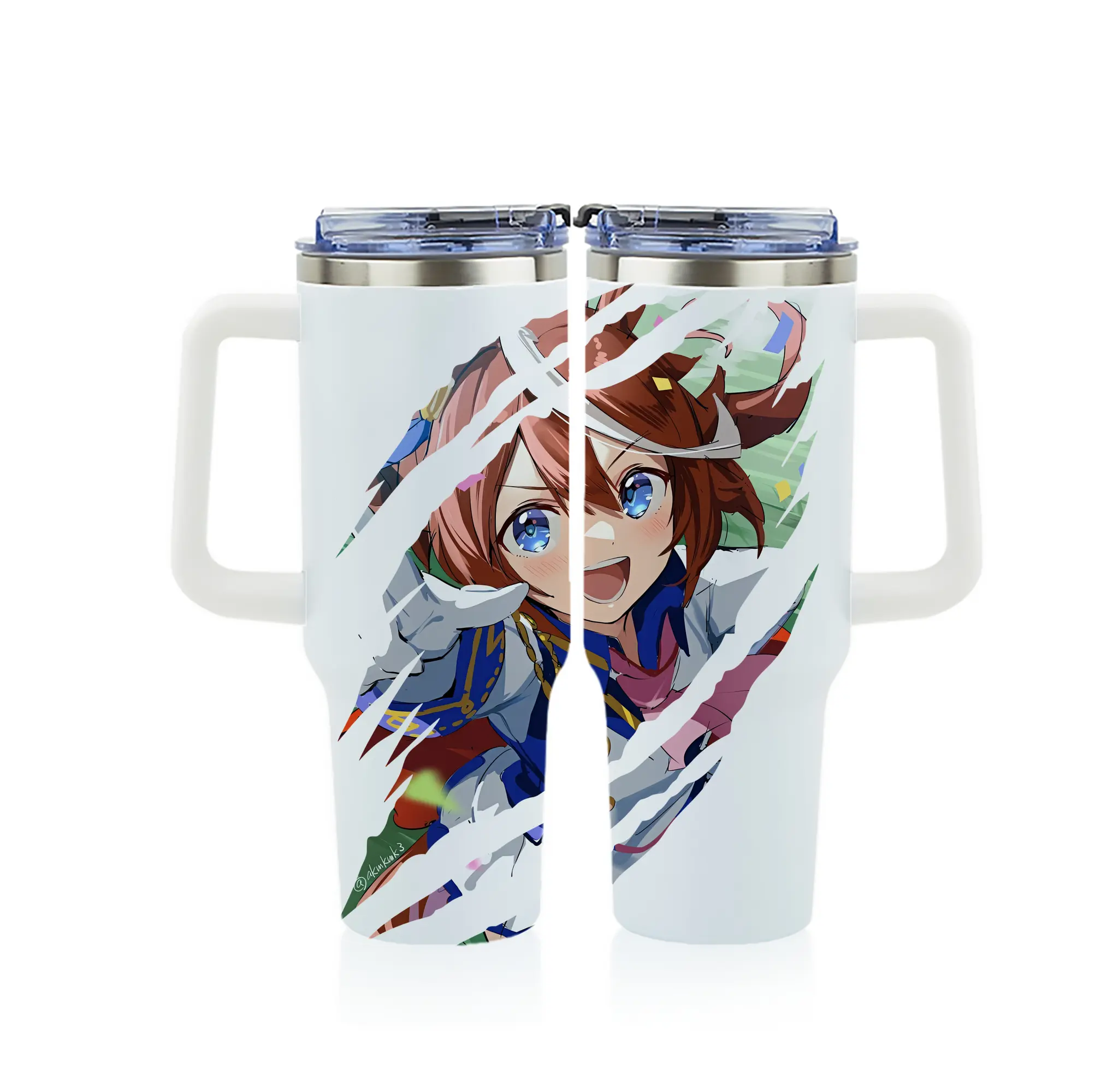 ウマ娘 プリティーダービー グッズ トウカイテイオー - 1200mL フルプリント車用タンブラー ・ 304ステンレス 内側 ・ 201ステンレス 外側 ・ 保温 保冷 ・ 通勤 ドライブ アウトドア用