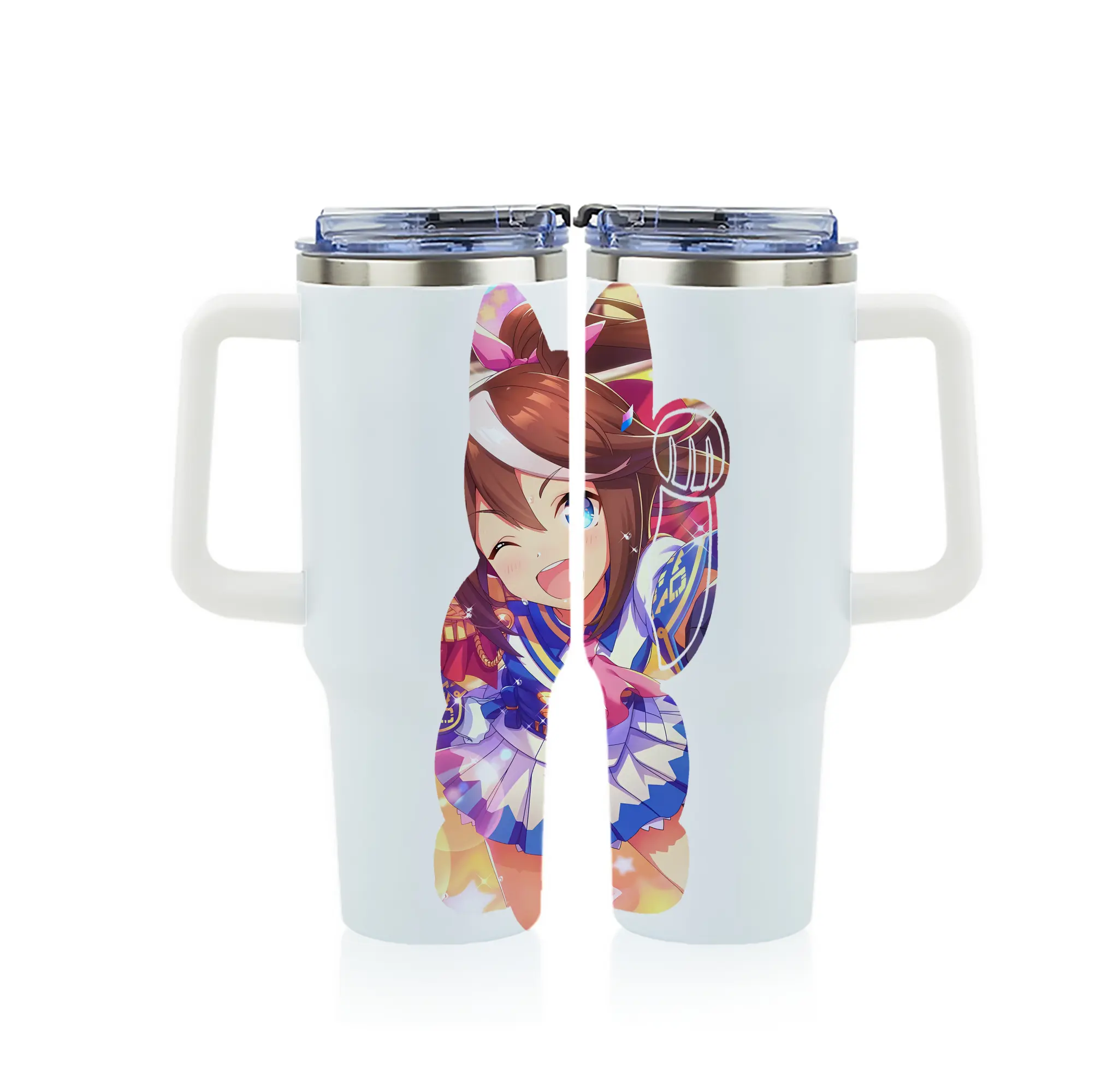 ウマ娘 プリティーダービー グッズ トウカイテイオー - 1200mL フルプリント車用タンブラー ・ 304ステンレス 内側 ・ 201ステンレス 外側 ・ 保温 保冷 ・ 通勤 ドライブ アウトドア用