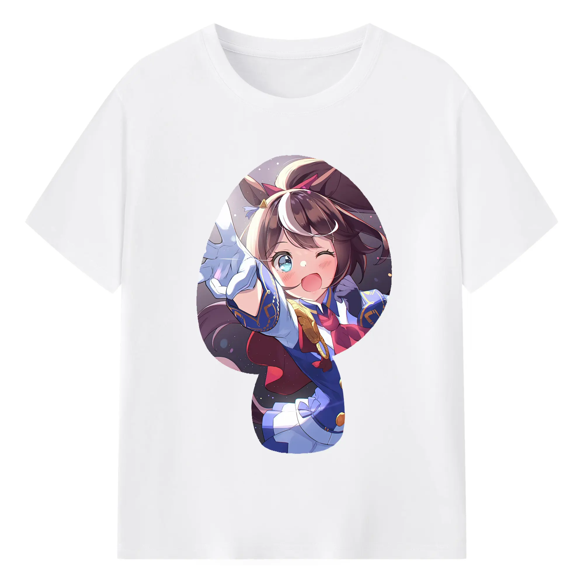 ウマ娘 プリティーダービー グッズ トウカイテイオー - 綿100％ 半袖Tシャツ ・ フロントプリント ・ 快適 通気性 ・ 日常使い 散歩 スポーツ用