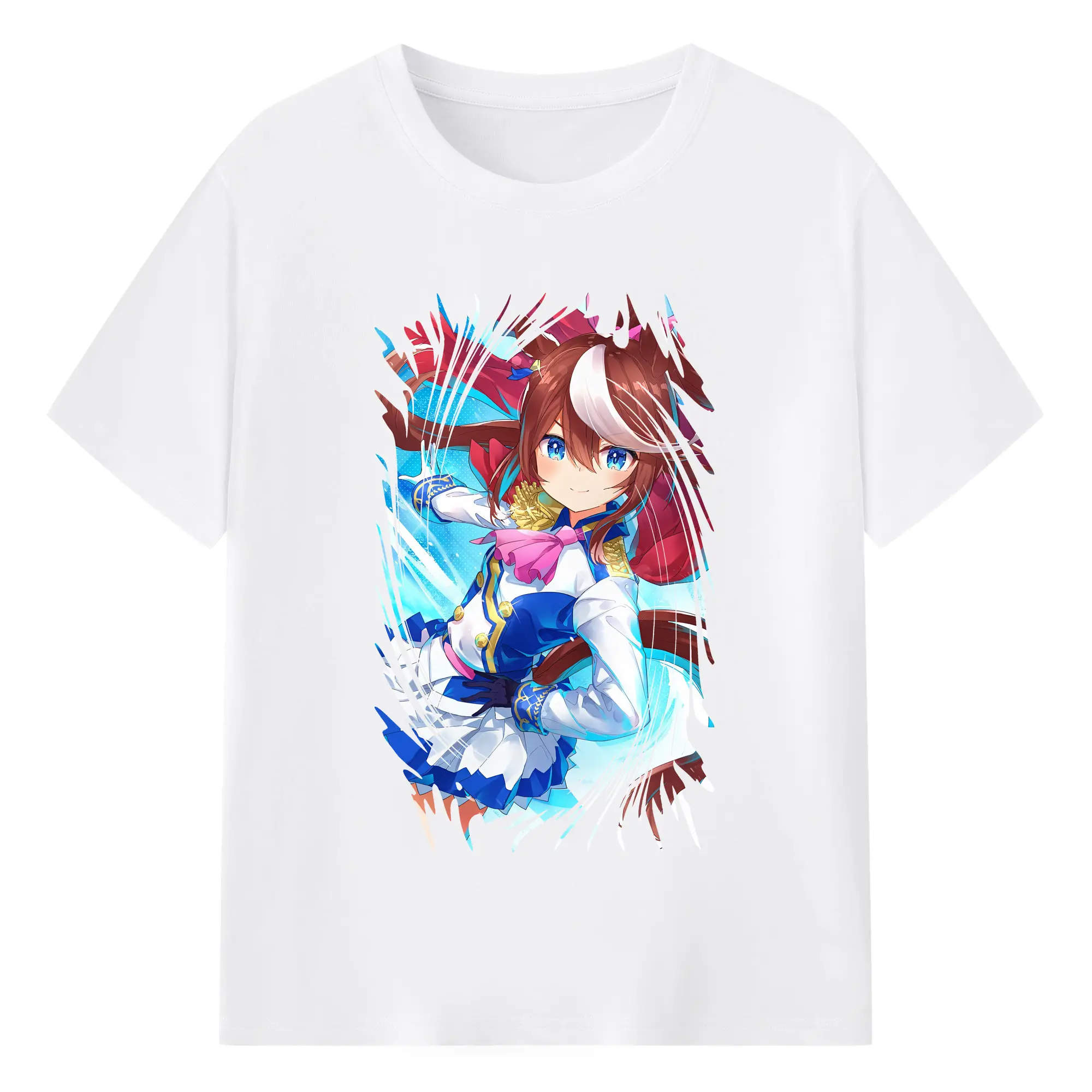 ウマ娘 プリティーダービー グッズ トウカイテイオー - 綿100％ 半袖Tシャツ ・ フロントプリント ・ 快適 通気性 ・ 日常使い 散歩 スポーツ用