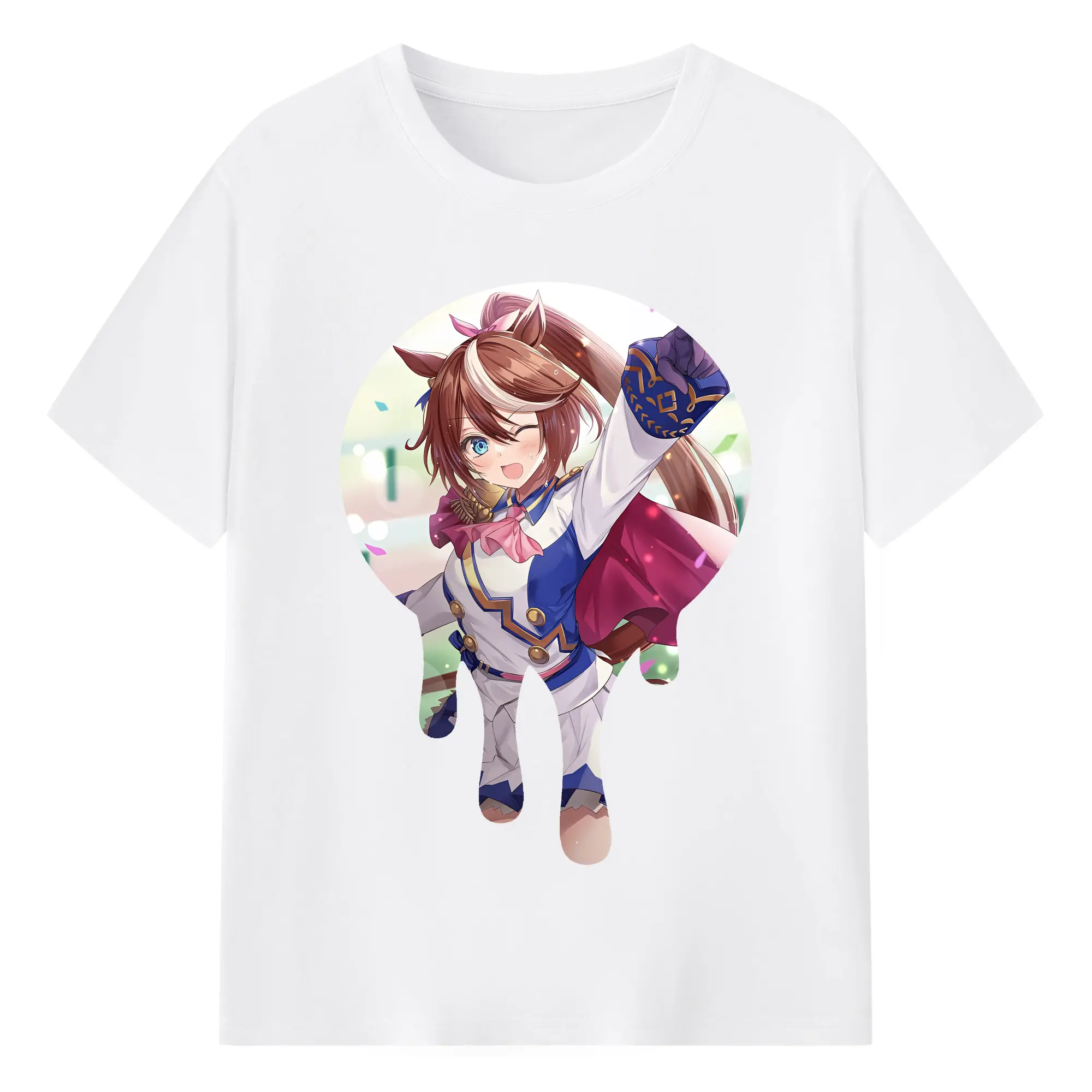 ウマ娘 プリティーダービー グッズ トウカイテイオー - 綿100％ 半袖Tシャツ ・ フロントプリント ・ 快適 通気性 ・ 日常使い 散歩 スポーツ用