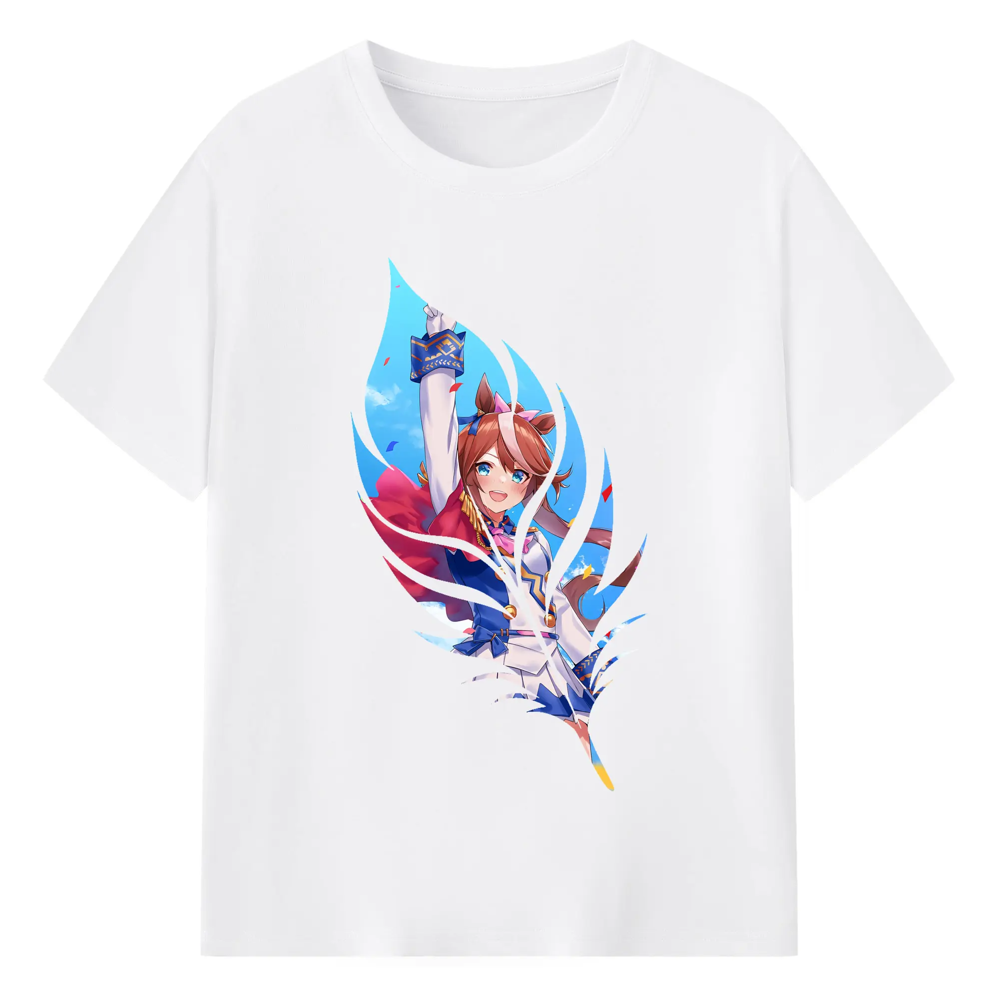 ウマ娘 プリティーダービー グッズ トウカイテイオー - 綿100％ 半袖Tシャツ ・ フロントプリント ・ 快適 通気性 ・ 日常使い 散歩 スポーツ用