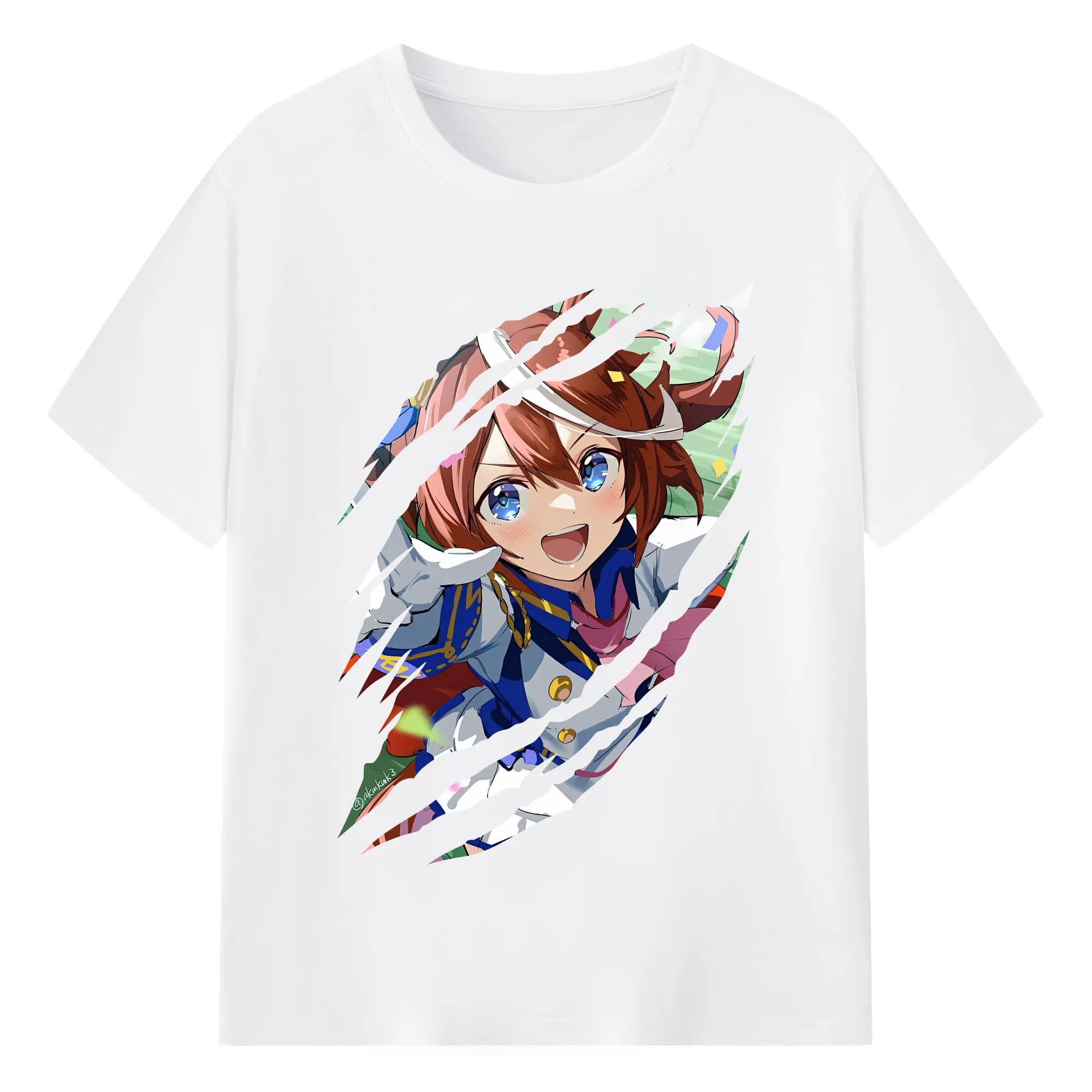 ウマ娘 プリティーダービー グッズ トウカイテイオー - 綿100％ 半袖Tシャツ ・ フロントプリント ・ 快適 通気性 ・ 日常使い 散歩 スポーツ用